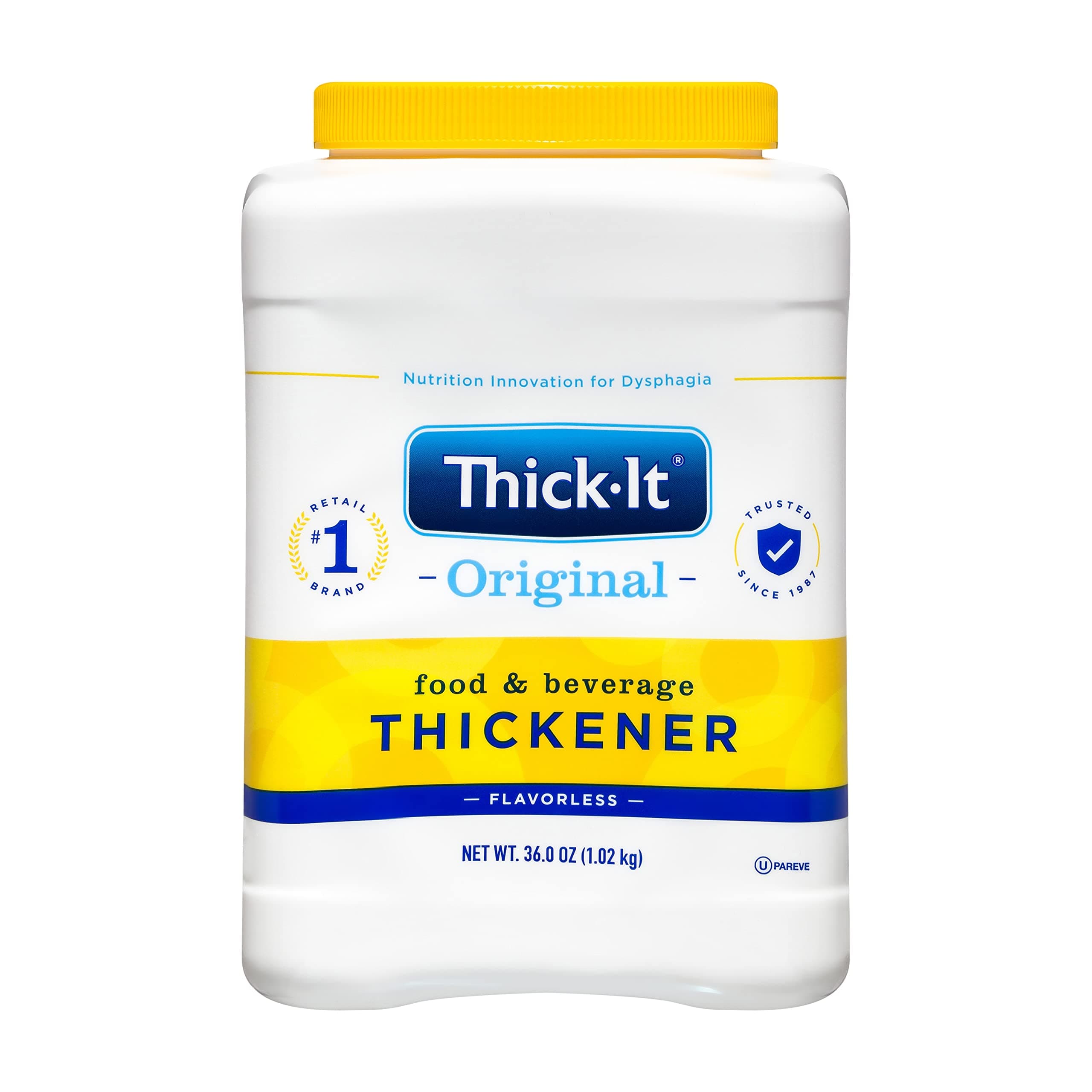 Thick-It Original Food & Beverage Thickener, Flavorless Powder for Dysphagia (IDDSI), Digestible Swallowing Aid, Easy-to-Mix & Instant Dissolve, Used in Hot & Cold Food, 36 oz Canister (2 Pack)