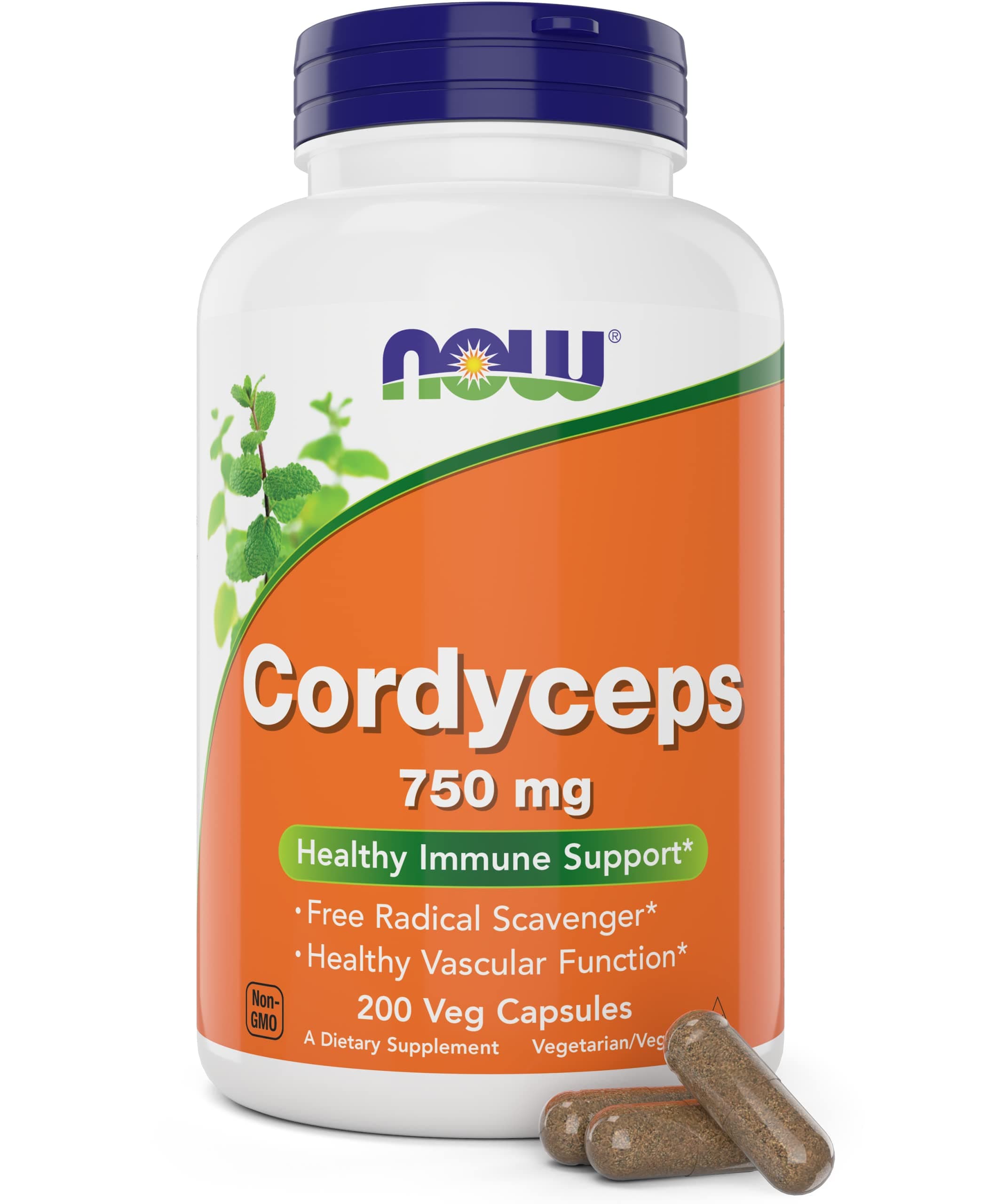 Foods Cordyceps 750mg 200 Veg Caps - Organic Cordycep Sinensis Mycelium Mushroom Powder - in Non-Organic Capsules - Vegan, Non-GMO
