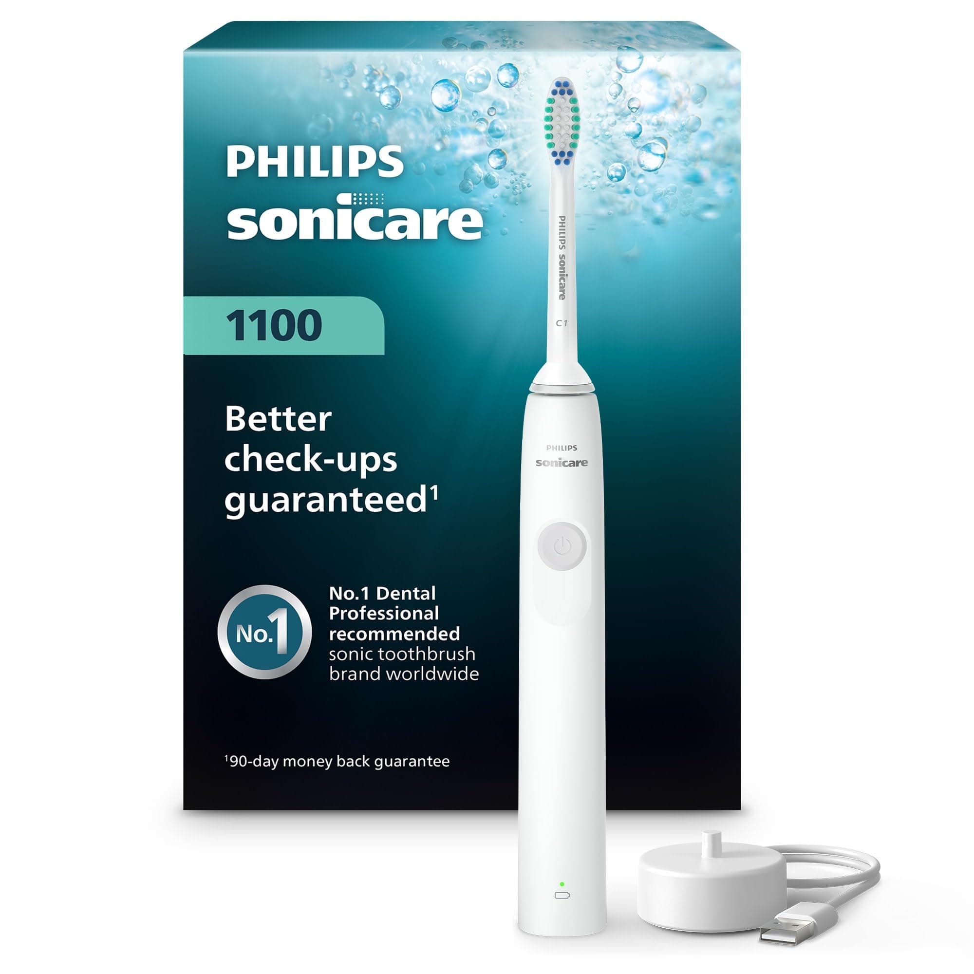 1100 Power Toothbrush, Rechargeable Electric Toothbrush, White Grey HX3641/02