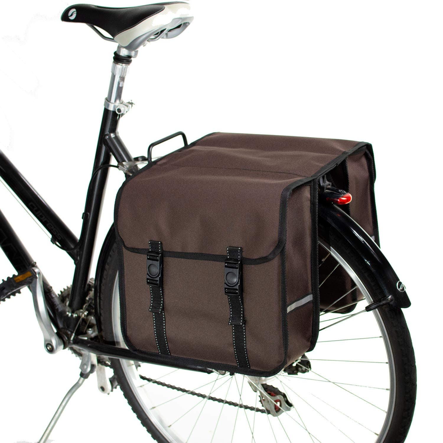 BikyBagClassic - Double Bicycle Panniers - 26L Water-Resistant Bike Pannier Bag for Rear Rack | Commuter & Shopping Cycling Bag (Classic - Brown)