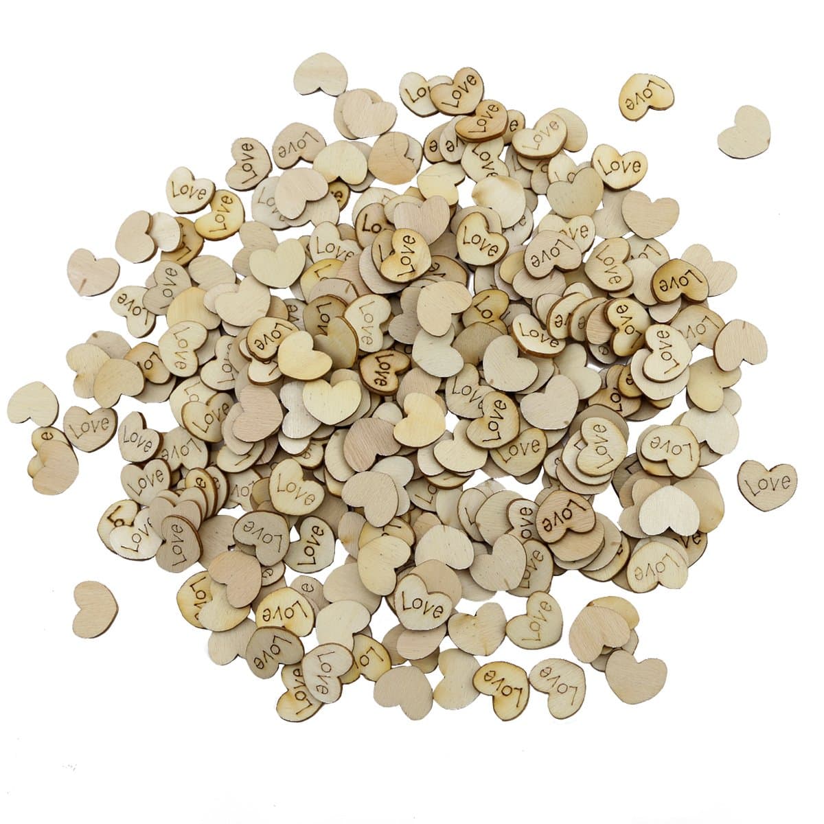 Oopsu 300pcs Rustic Love Hearts Shaped Wood Slices Crafts Decor, Rustic Wedding Table Scatter Decoration