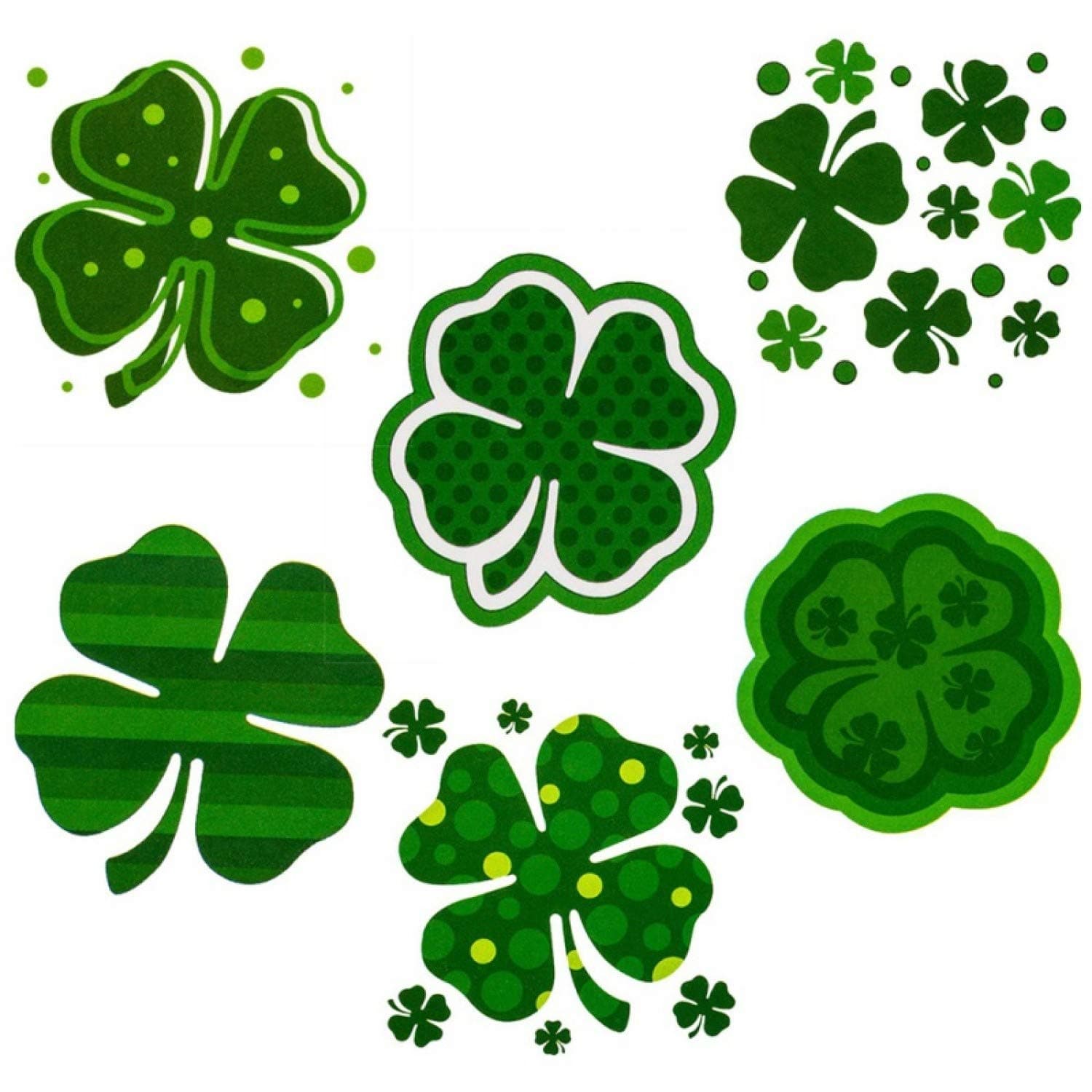 48 Pcs Shamrock Tattoos Saint Patrick's Day Tattoos St. Patrick's Day Stickers Party Supplies Decorations Irish Tattoo Sticker Clover Tattoos (48)