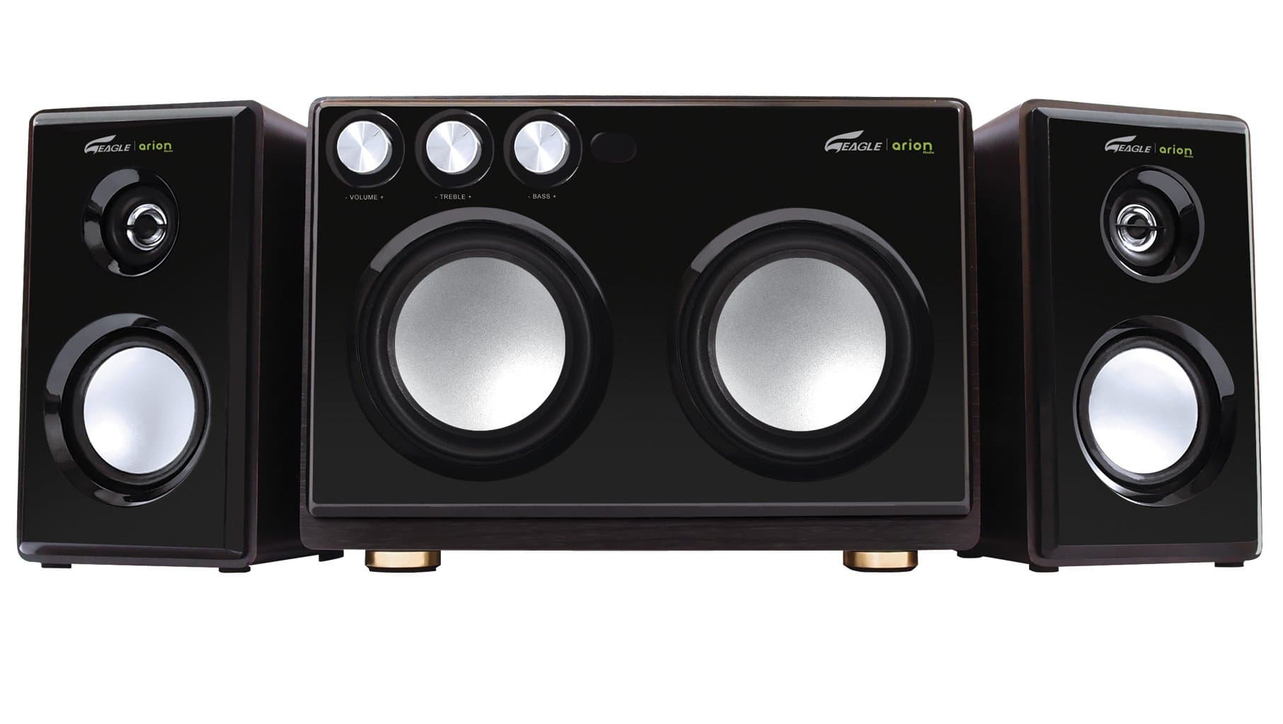 AR514R-BK 2.1 Speaker System with Dual Subwoofers and Karaoke Inputs -Black, 160W