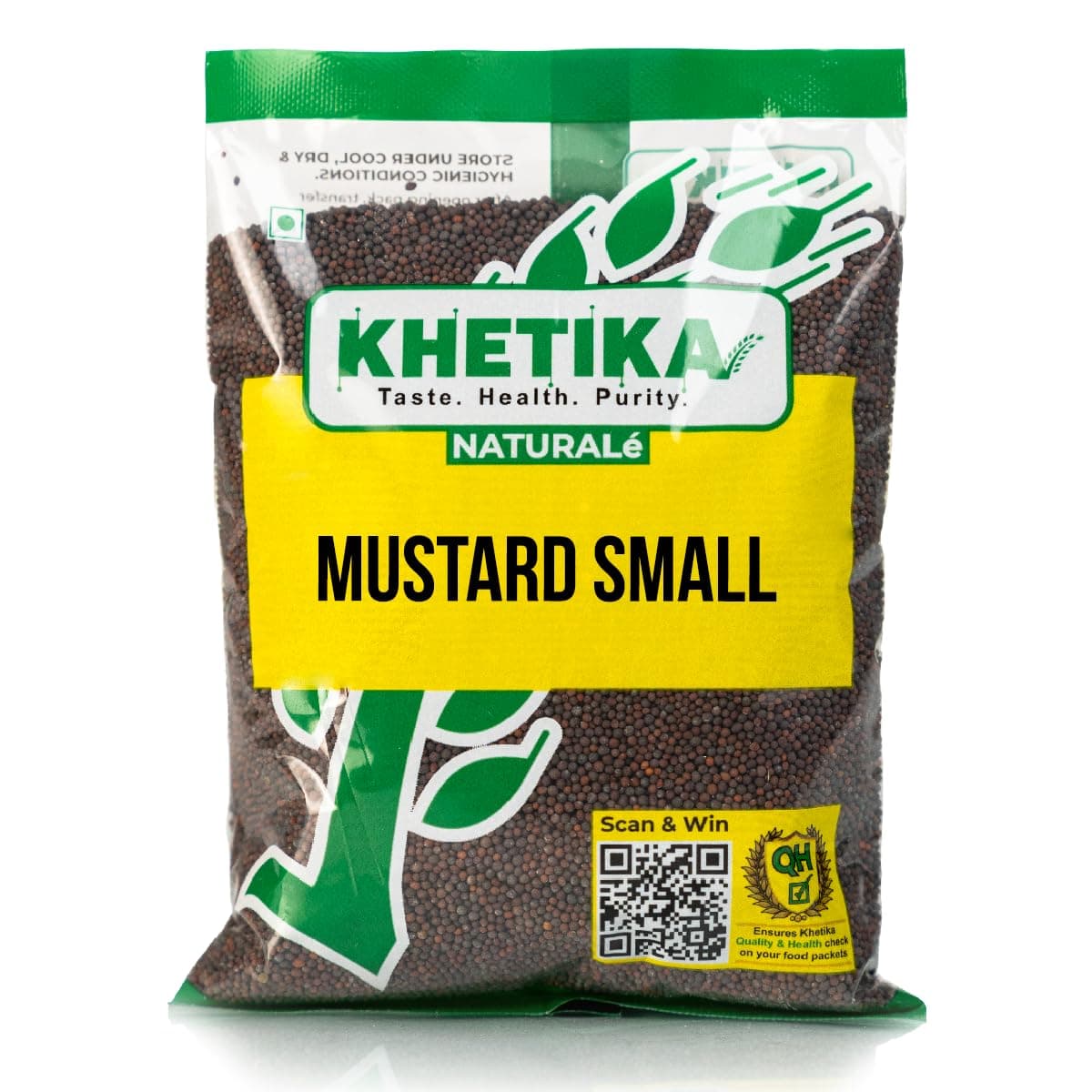 Khetika Naturale Mustard Small (Rai) 200 grams | Whole Sarso Seeds | High in Fiber | Promotes Heart Health | Hygienically Sealed