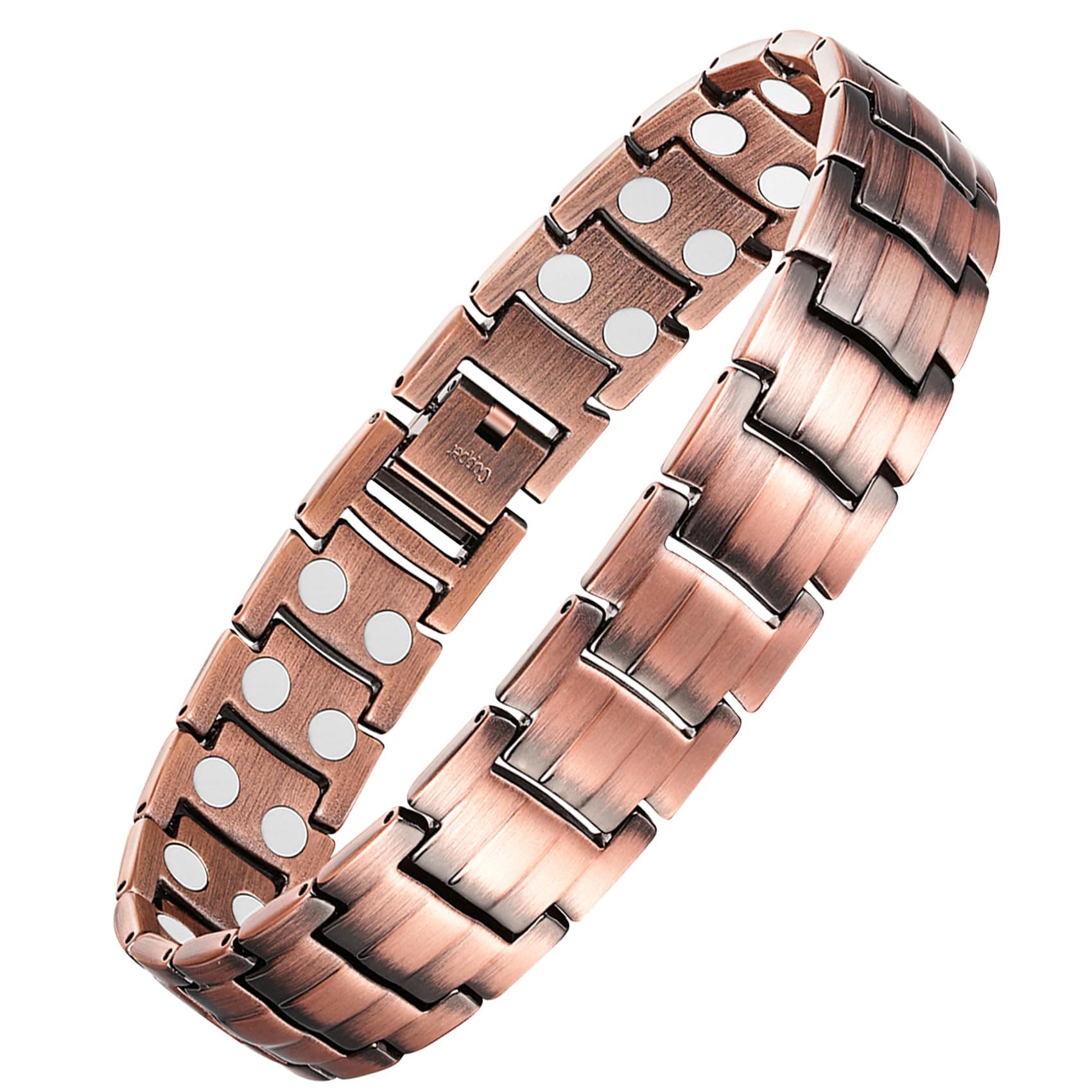 Feraco Mens Copper Magnetic Bracelet for Arthritis Pain Relief Elegant 99.99% Pure Copper Bracelet with 2 Rows of Strong Magnets