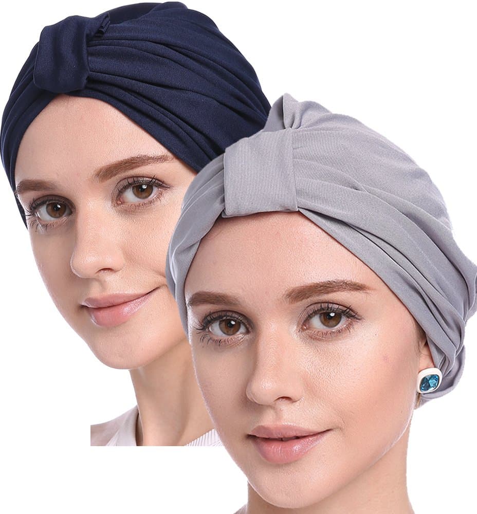 YI HENG MEI Women's Elegant Strench Pleated Wrap Muslim Turban Hat Chemo Cancer Cap