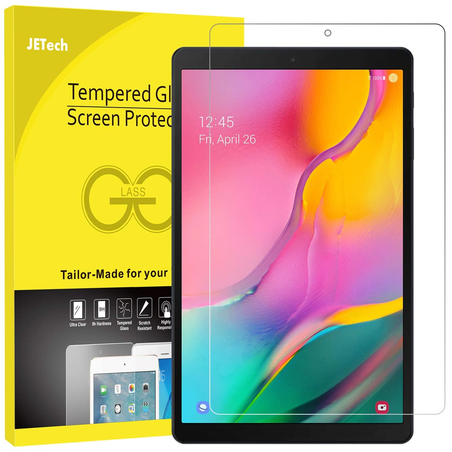 JETech Screen Protector Compatible with Samsung Galaxy Tab A 10.1 2019 (SM-T510/T515/T517), Tempered Glass Screen Protector
