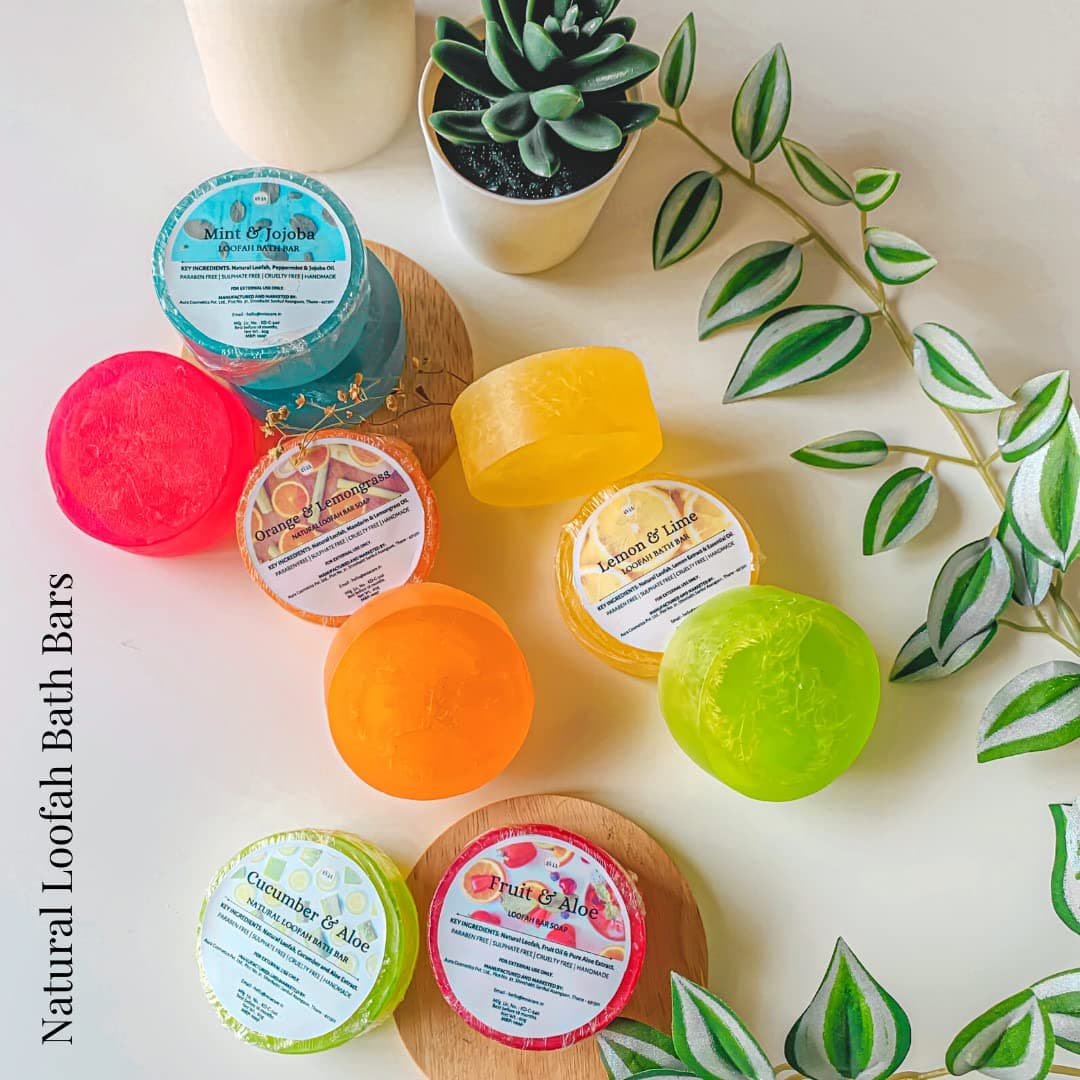 Evia Natural Loofah Soaps 5x60gm - All Natural, Paraben and Sulphate Free