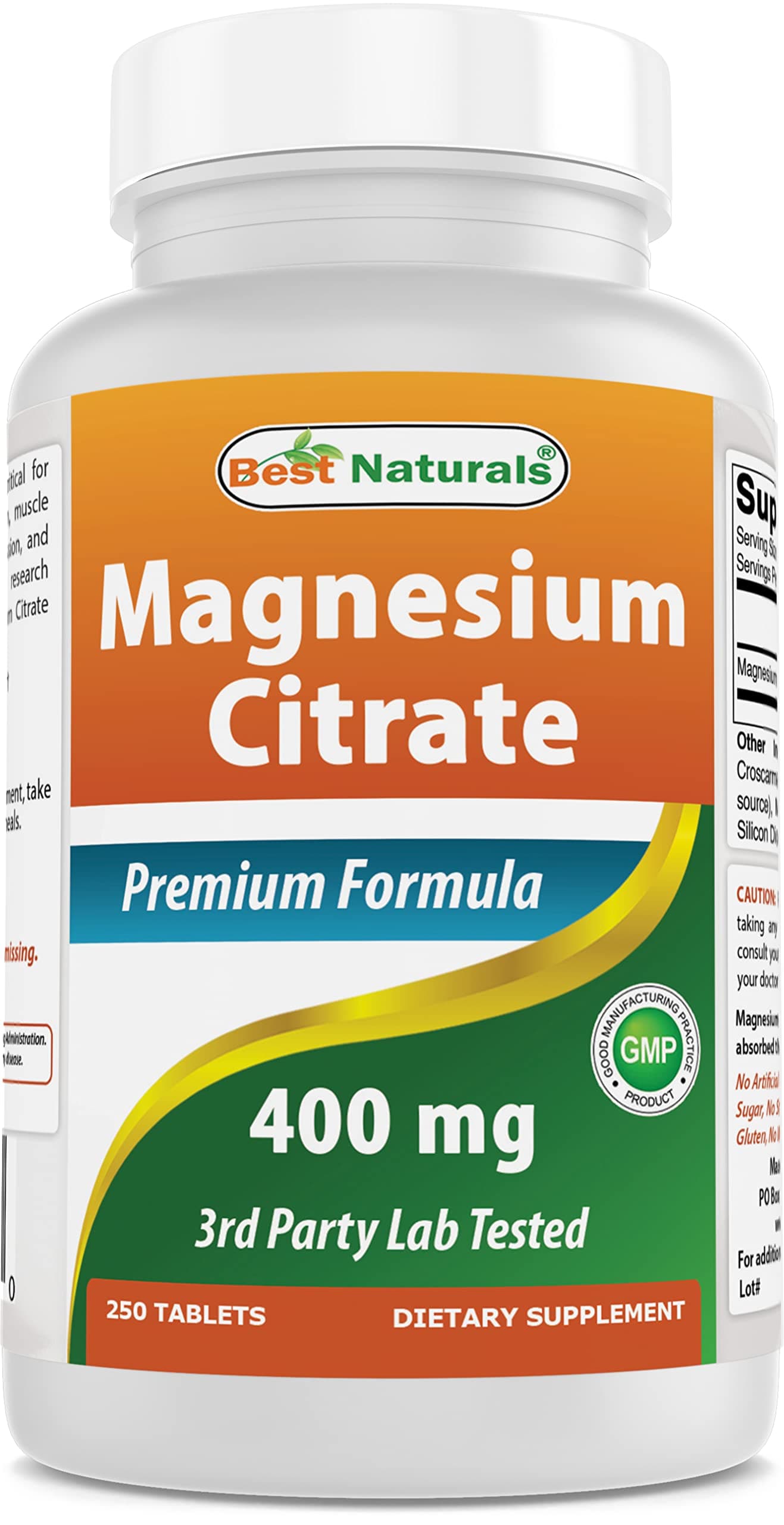Best Naturals Magnesium Citrate (Citrato de Magnesio) 400mg 250 Tablets (400 mg of Elemental Magnesium per 2 Tablets) (1)