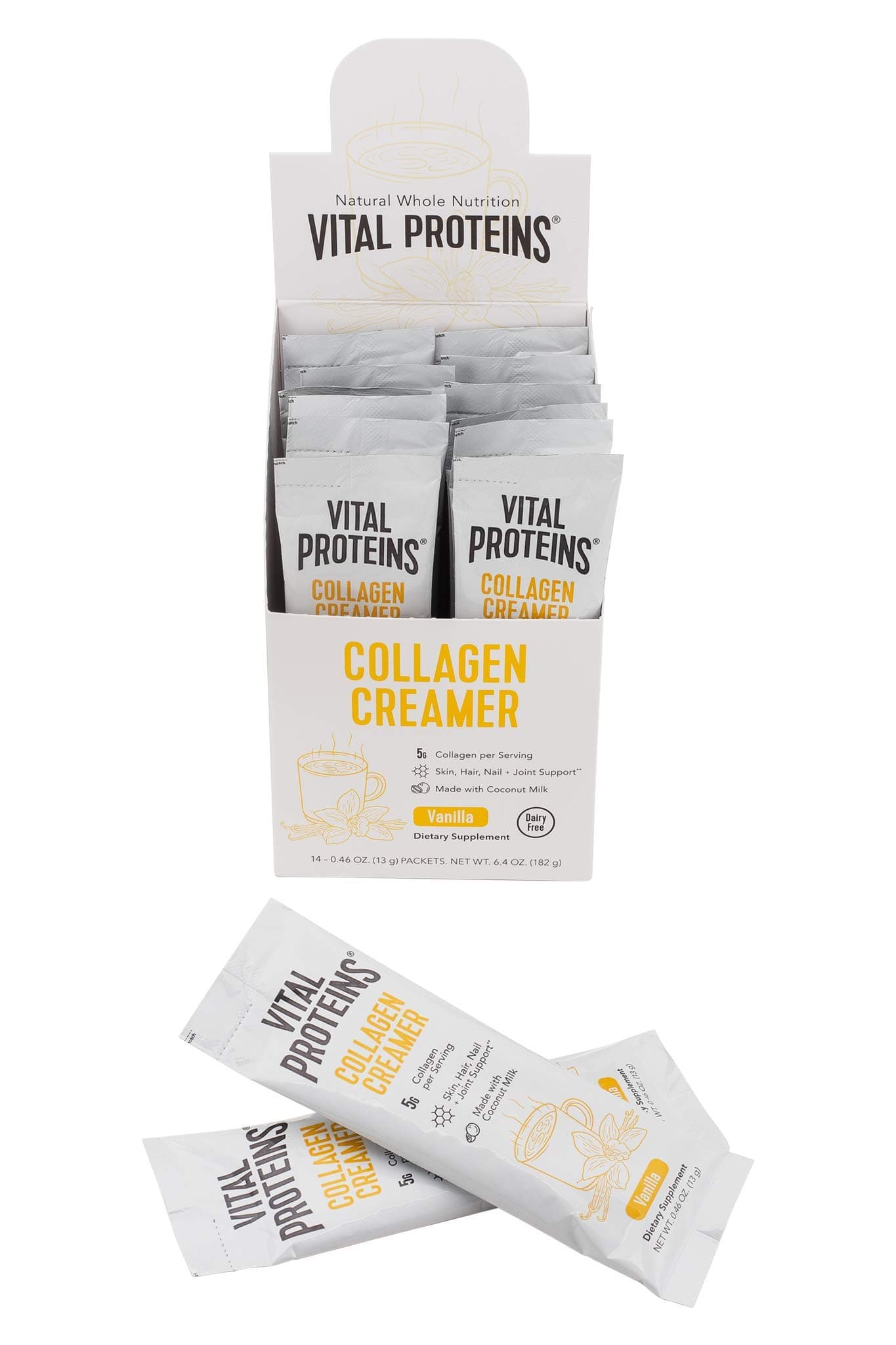 Vital Proteins Collagen Creamer, No Added Sugar, Kosher & Paleo Friendly, Gluten Free, 0.46 Ounce (Pack of 14)