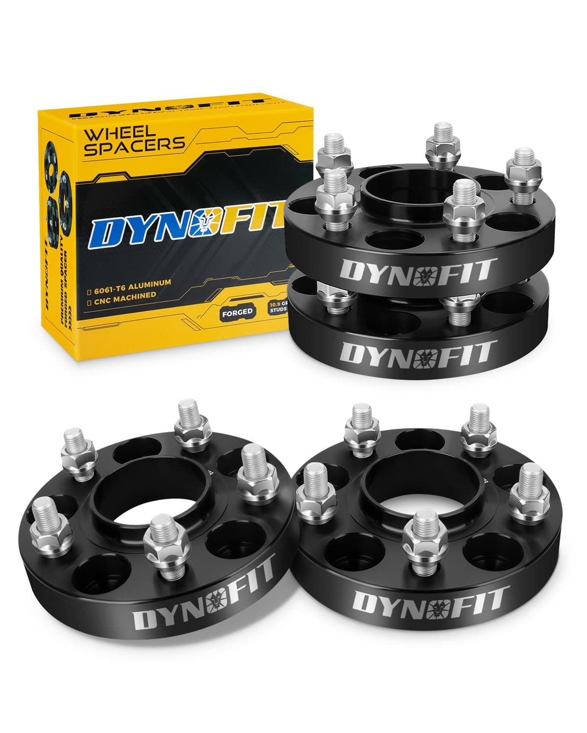 dynofit 5x4.5 Wheel Spacers for 300ZX 350Z 370Z Altima Leopard G35 G37 FX35 S14 and More, 4Pcs 25mm 5x114.3 Hubcentric Forged Wheels Spacer 66.1mm Hub Bore M12x1.25 for 5 Lug Rims