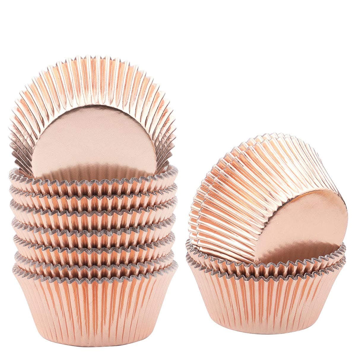 Lelekiss Metallic Foil Cupcake Liners Rose Gold Standard Baking Cups Muffin Case (200 Pieces)