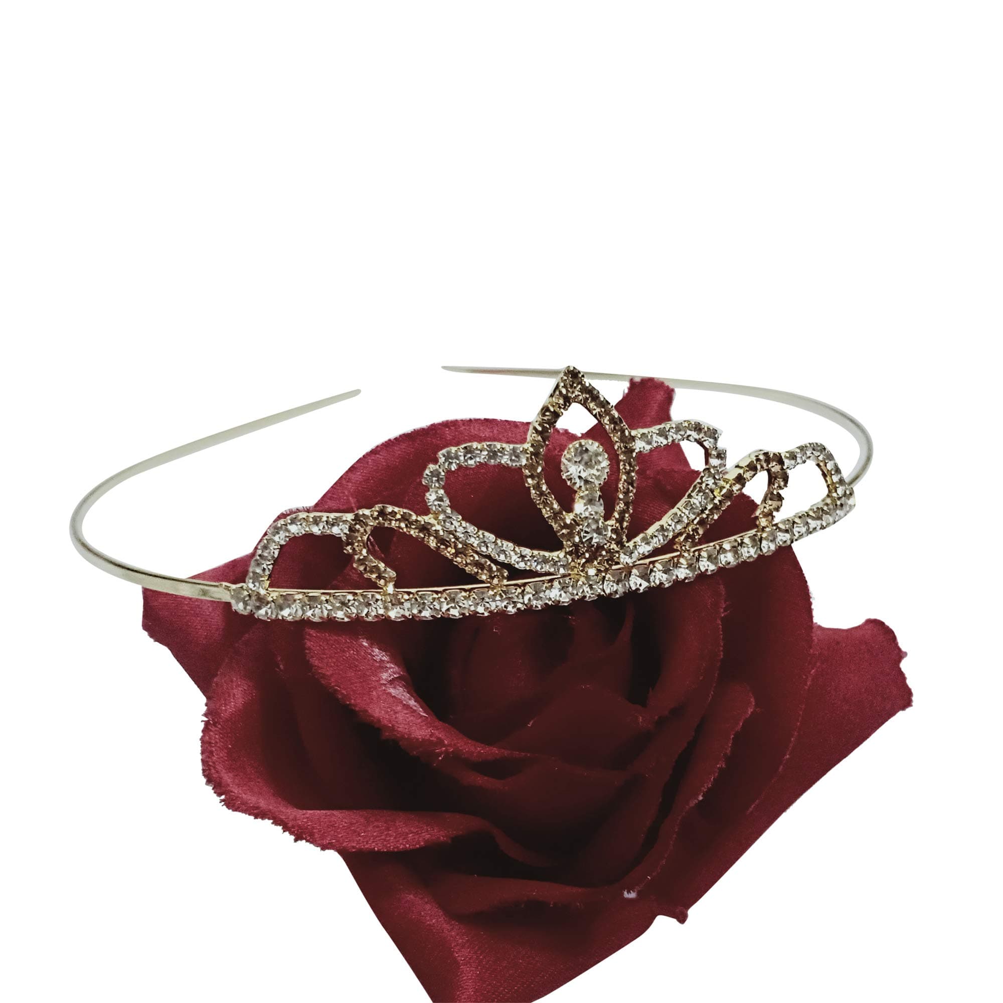 DKB® Golden Crystal Rhinestone Princess Hair Tiara Birthday Crown for Girls and Kids (Same Design) (Pack of-1)