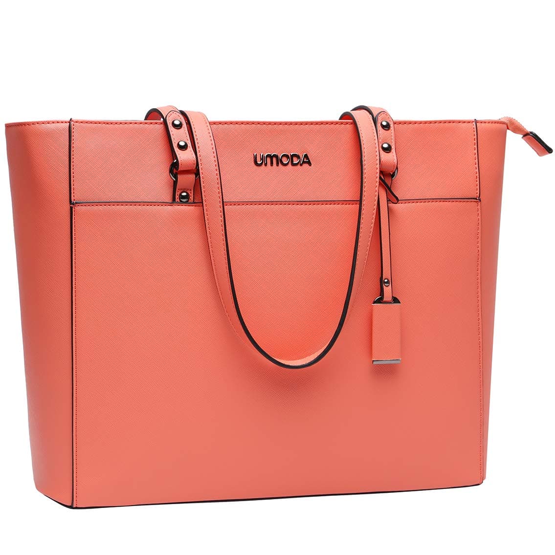 15.6 Inch Laptop Bag for Women,Large Computer Bags for Women,Multi Pocket Work Bag,Laptop Tote Bag with Professional Padded Compartment,Living Coral