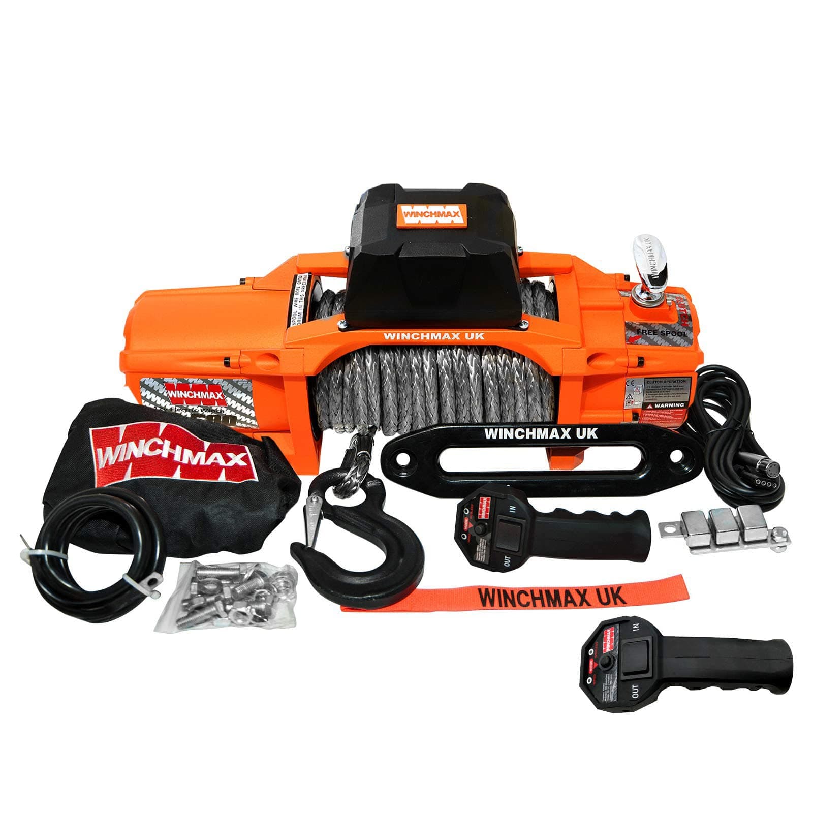 WINCHMAX 13,500lb (6,123kg) SL Series Original Orange 24v Electric Winch. 28m x 11mm Dyneema Synthetic Rope. Competition Hook.