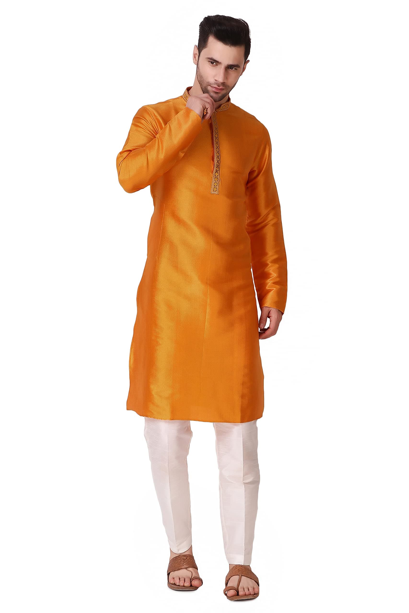 koshin Men's Embroidered Art Silk Square Digitally Kurta for Festive and Wedding - SP-EM-001