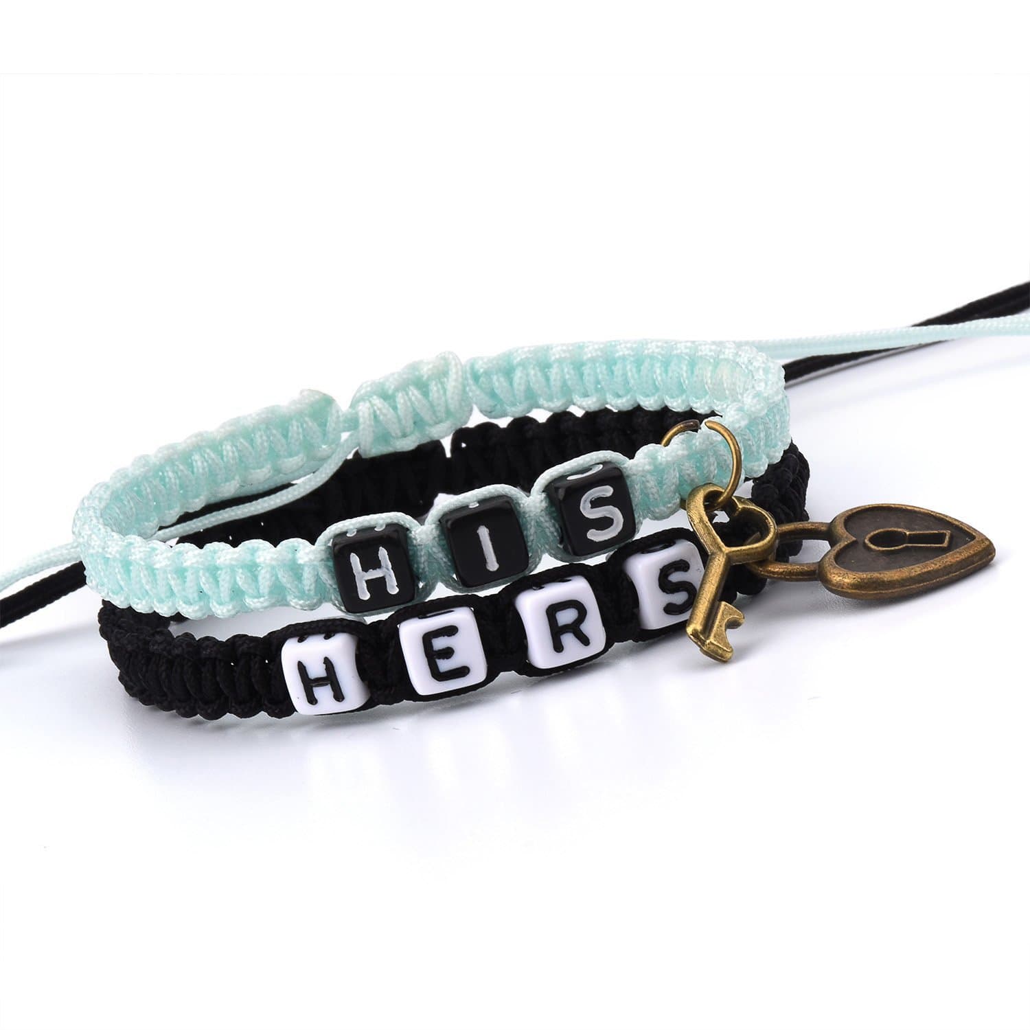 Couple Bracelets-Morenitor Valentines Day Gifts Handmade Key and Lock Braided Bracelet His and Hers Jewelry Set for Lover