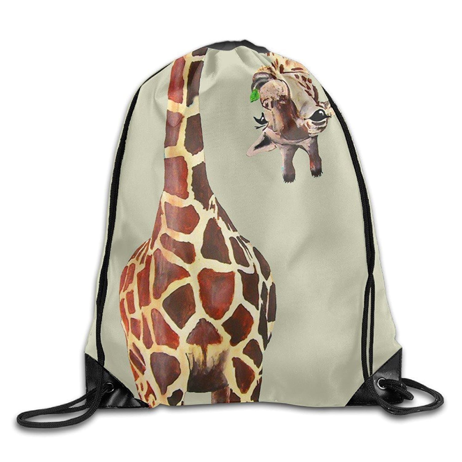 Yesliy Drawstring Backpack Giraffe Print Rucksack Shoulder Bags Gym Bag 17"x12"