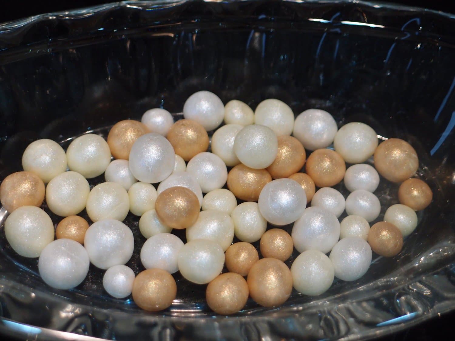 50x Fondant Edible Pearls - Gold Ivory White Sugar Balls, Vintage Wedding, Birthday Cupcake Cake Toppers