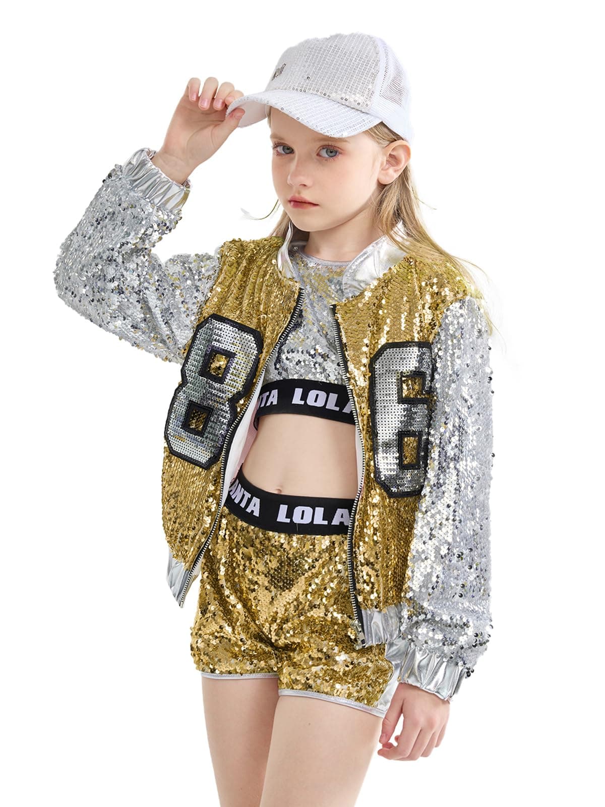 Girls Sequin Dance Costume, Sparkle Hip Hop Jazz Dance Dresses, Modern Dancing Outfits 4-16