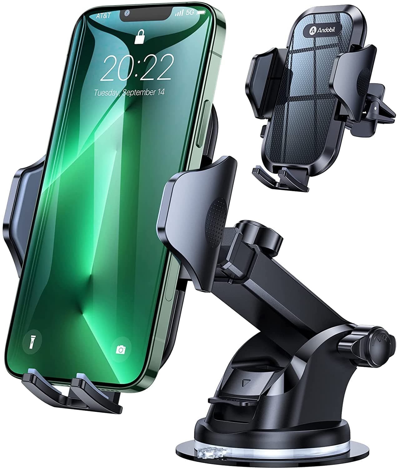 andobil Car Phone Mount, Dashboard Windshield Cell Phone Holder, Hands Free Cradle Compatible with iPhone XR X 8 7 Plus 6, Galaxy S9 S8, Google Pixel, LG and More