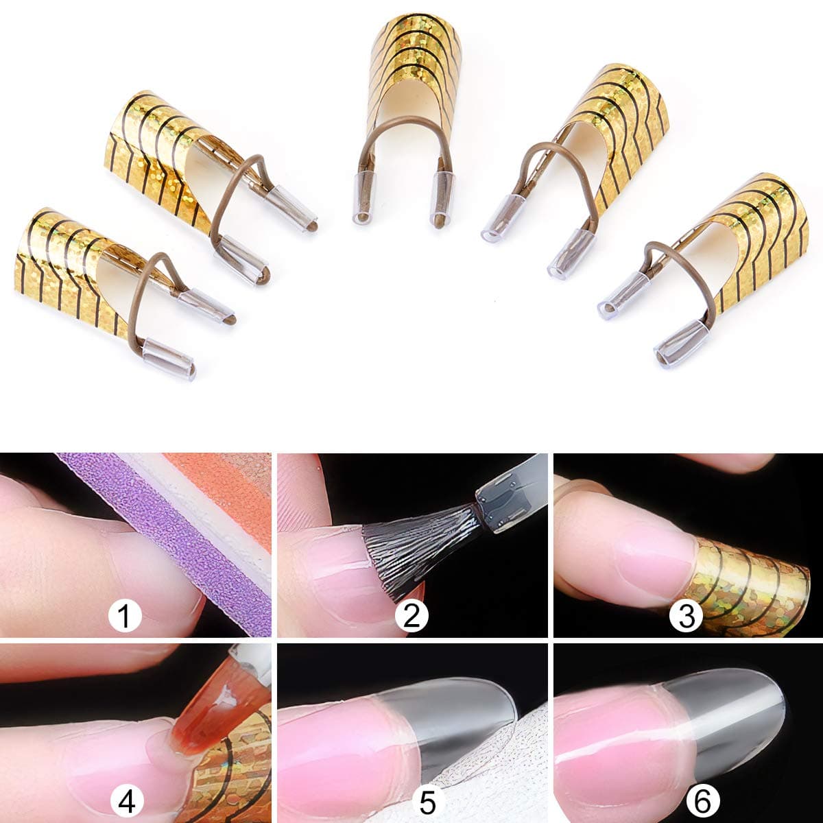 5PCS Adjustable Nail Extension Guide Reusable Nail Art Forms French Nail Mold Tips for Polygel Acrylic UV Gel Nail Building