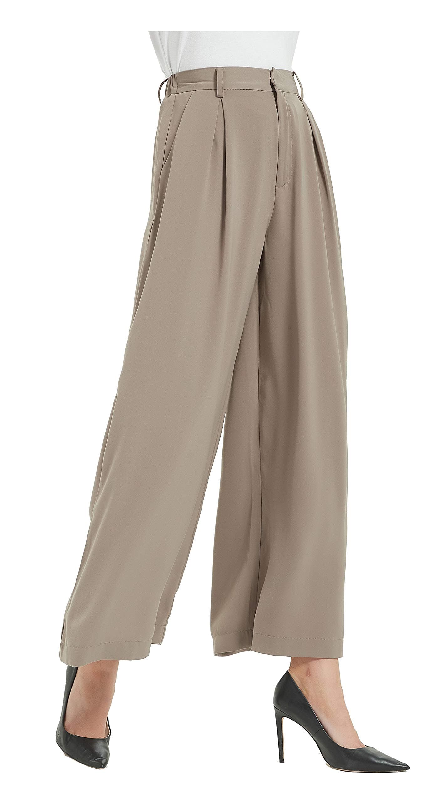 Women High Waist Casual Wide Leg Long Palazzo Pants Trousers Regular Size