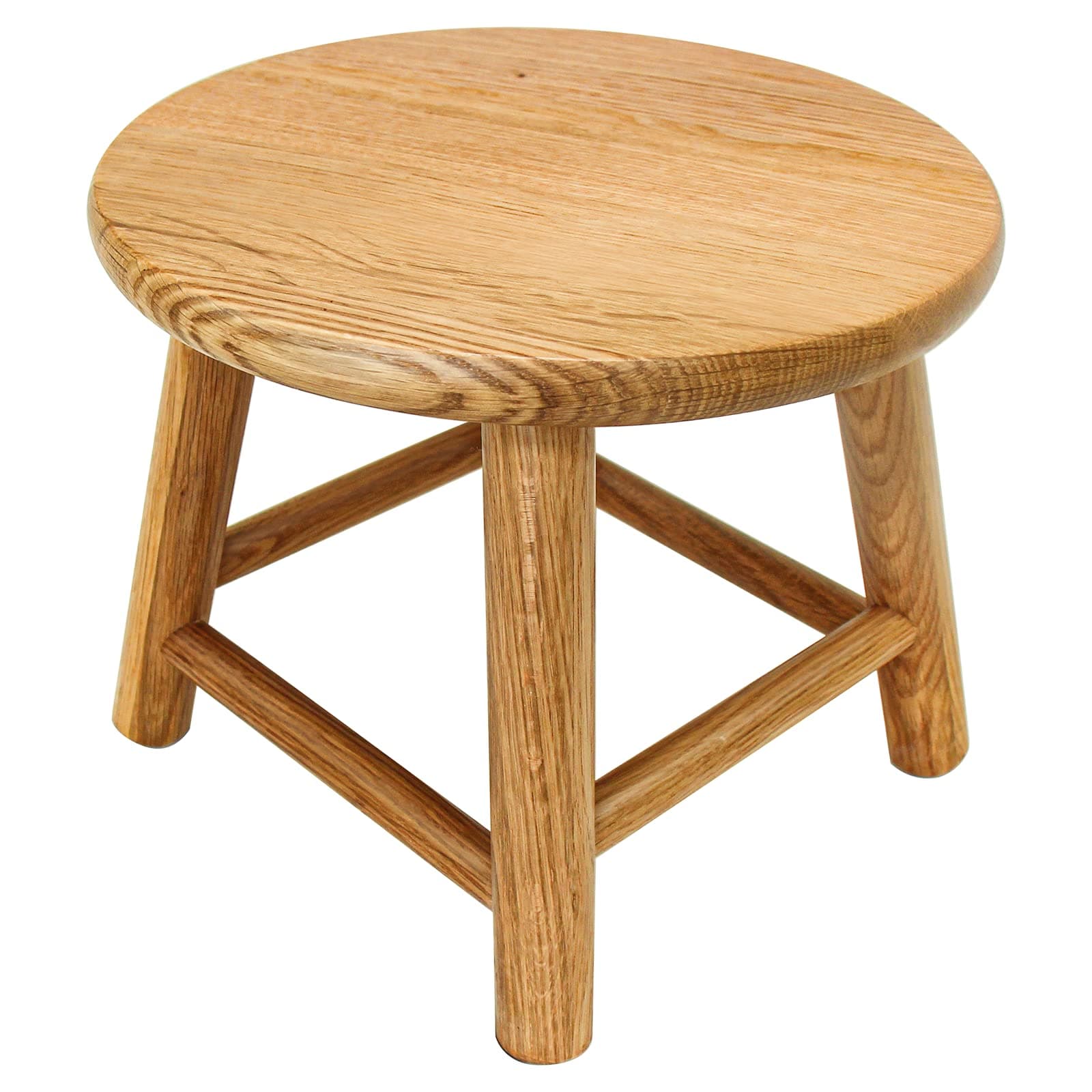 CONSDAN 9-Inch Round Step Stool for Adults & Kids, USA Grown Solid Oak Hardwood, Sturdy Small Foot Stool for Kitchen, Bedroom, Bathroom, Shoe Changing, Plant Stand, Fully Assembled (Natural)