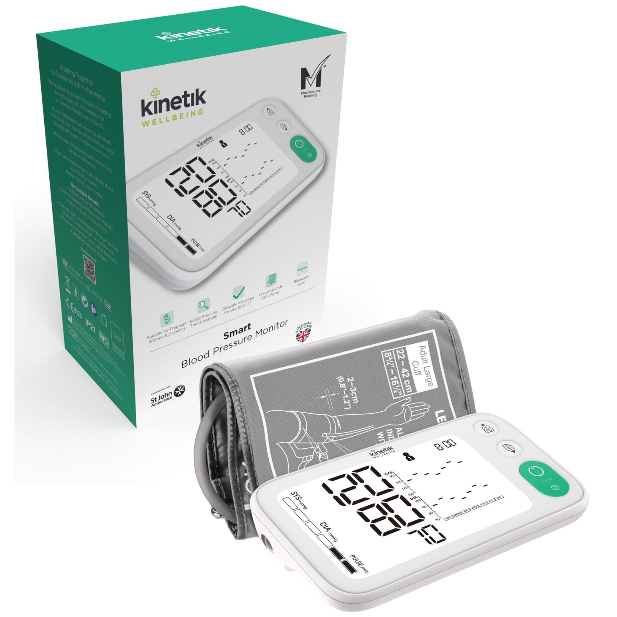 Kinetik Wellbeing Smart Blood Pressure Monitor - Used by the NHS - Fully Auto...