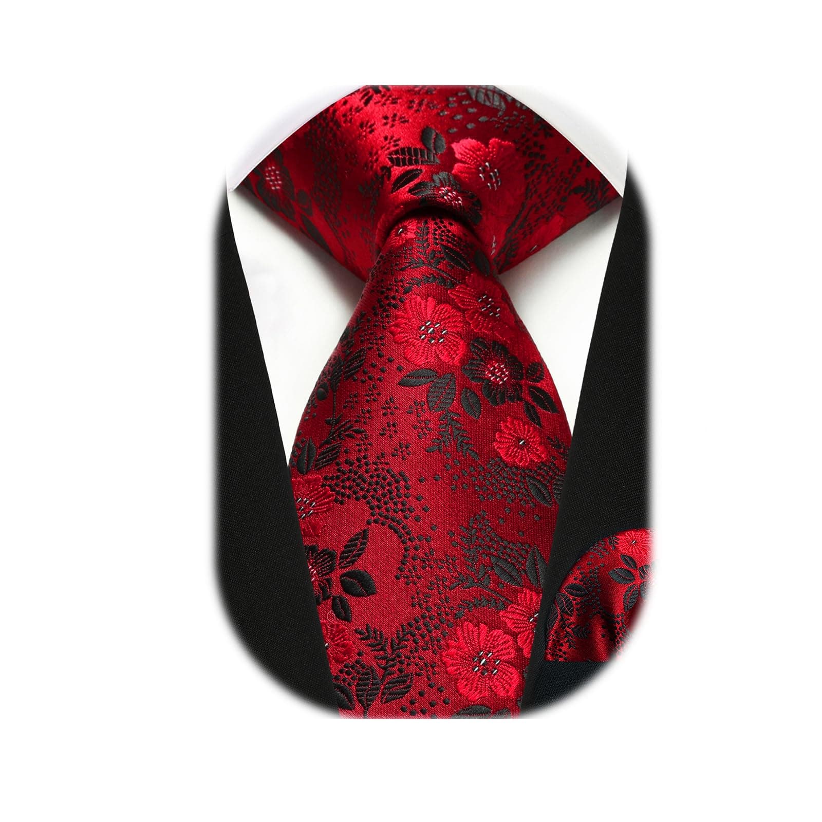 HISDERNMen's Wedding Tie and Handkerchief Houndstooth Check Plaid Tie Party Business Formal Necktie & Pocket Square Set…