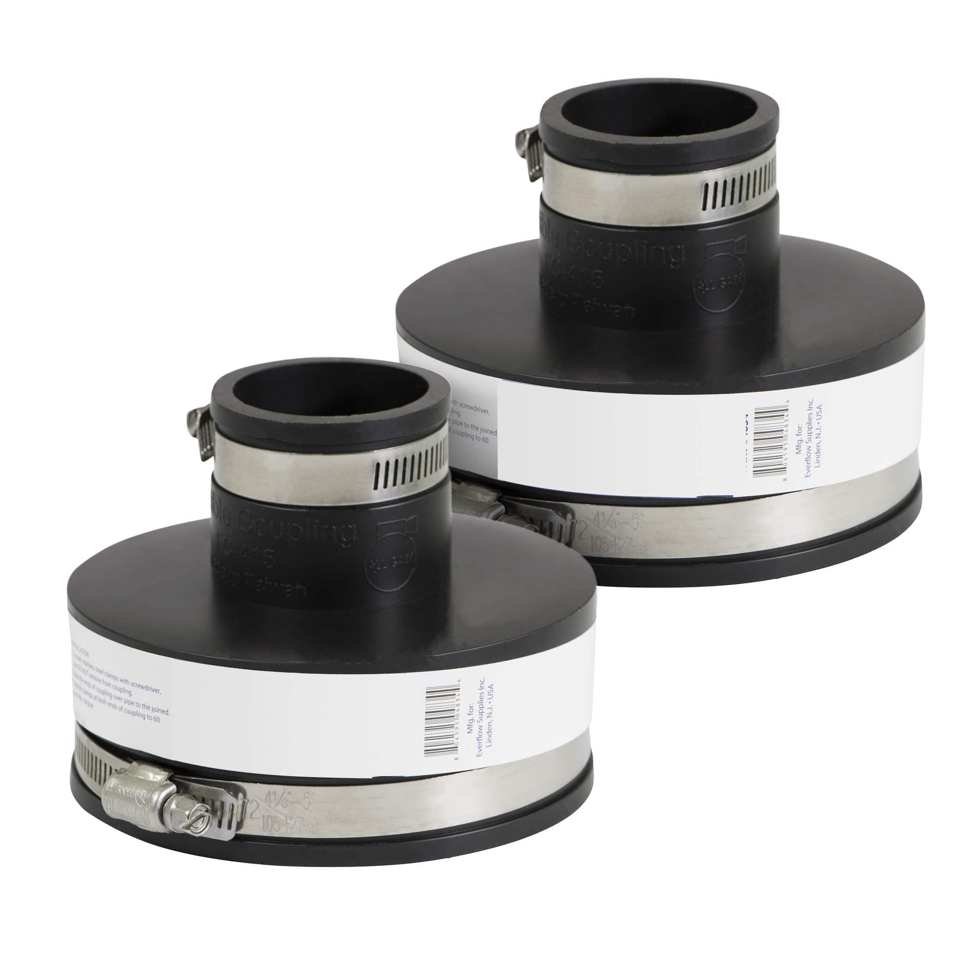 Supply Giant 6I56x2 Flexible Pvc Reducing Coupling with Stainless Steel Clamps 4 x 1-1/2 inch Black (pack of 2), 4 x 1-1/2