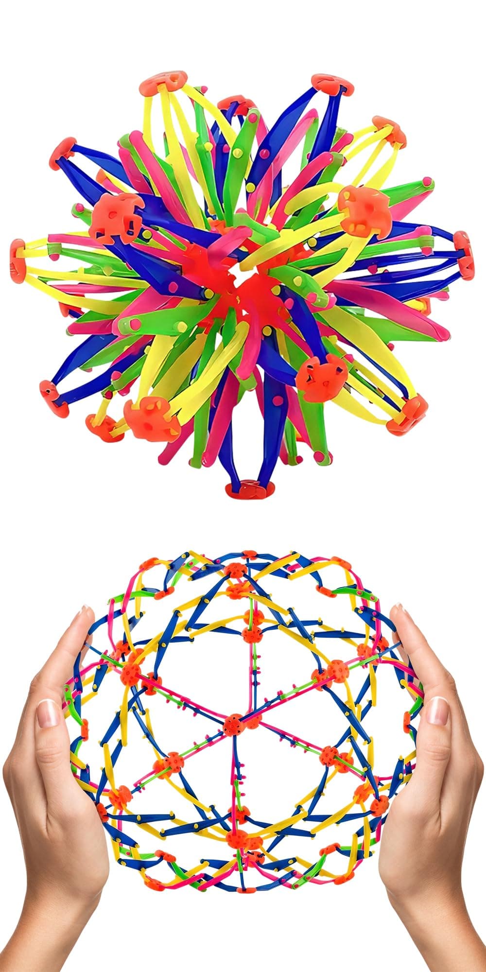 Expandable Breathing Ball for Stress Relief - From 5.5 to 10.2 inch Expandable Ball Sphere with Smooth Edges and Colorful Design - Weatherproof and Odor-Free Breathing Toy for Breathwork Exercises