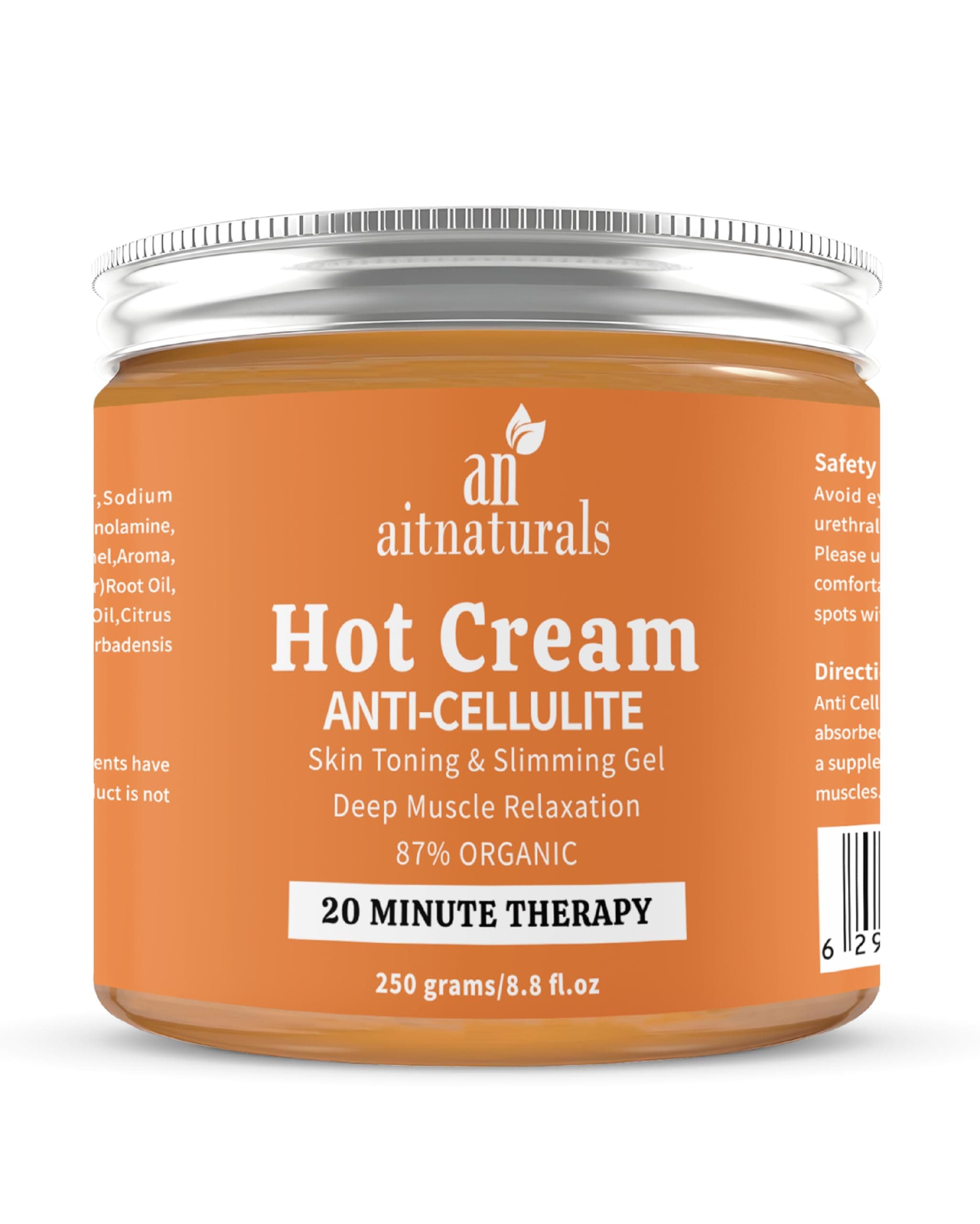 Hot Cream 250g | Anti-Cellulite, Skin Toning, Body Slimming Firming Gel | 87% Organic Formula | Deep Muscle Relaxation & 20-Minutes Fat Burning Therapy | Enhances Firmness & Contours
