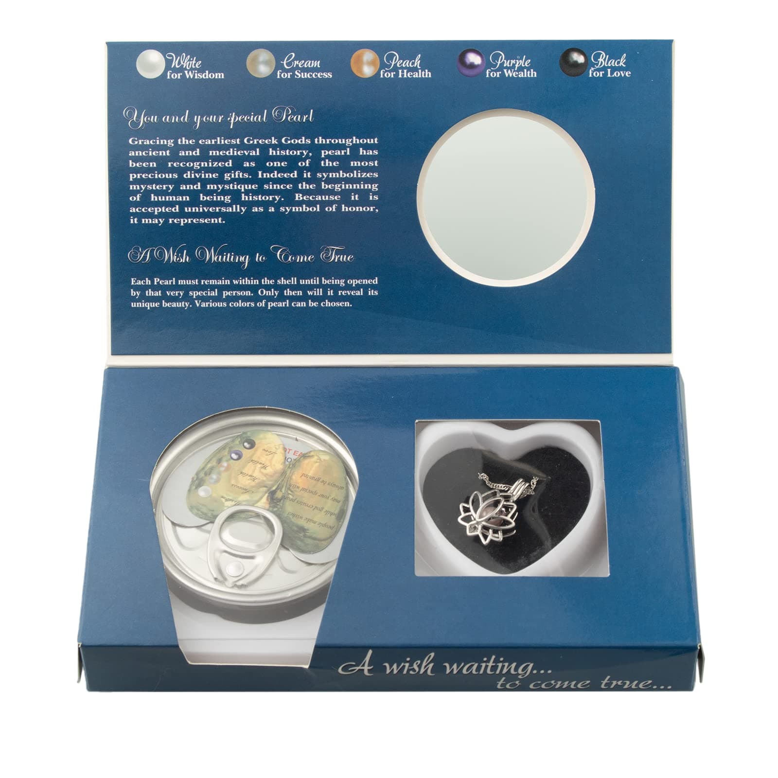 Milky Way Wish Pearl Necklace Kit, DIY Necklace Making Kit, lotus Necklace Cage Locket Cultured Pearl in Oyster Set, 16.9", Surprise Gift For Wife, Girlfriend,Mother