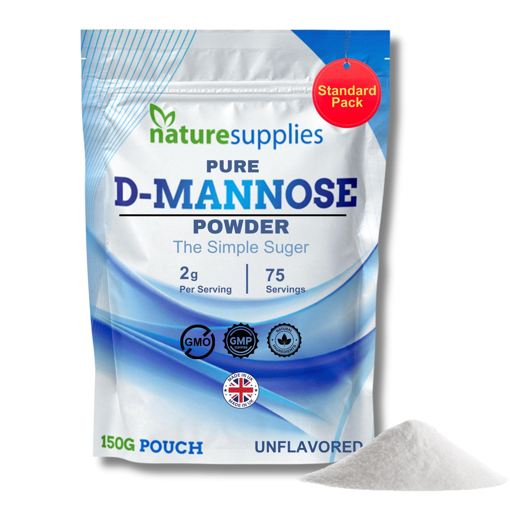naturesupplies D-mannose Powder 150g - GMO Free - Vegan Friendly - Highly Concentrated Mannose, Pure Ingredients, No Chemicals Or Pesticides in Our Supplements