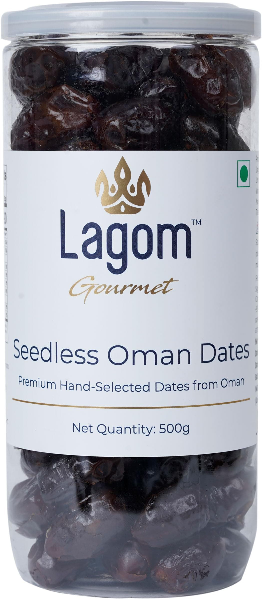 Lagom Gourmet Seedless Omani Dates 500g | Premium Dry Fruits | All-Natural | No Added Sugar | No Preservatives | Gluten-Free | Vegan | Non-GMO | Khajur/Khajoor/Khejur