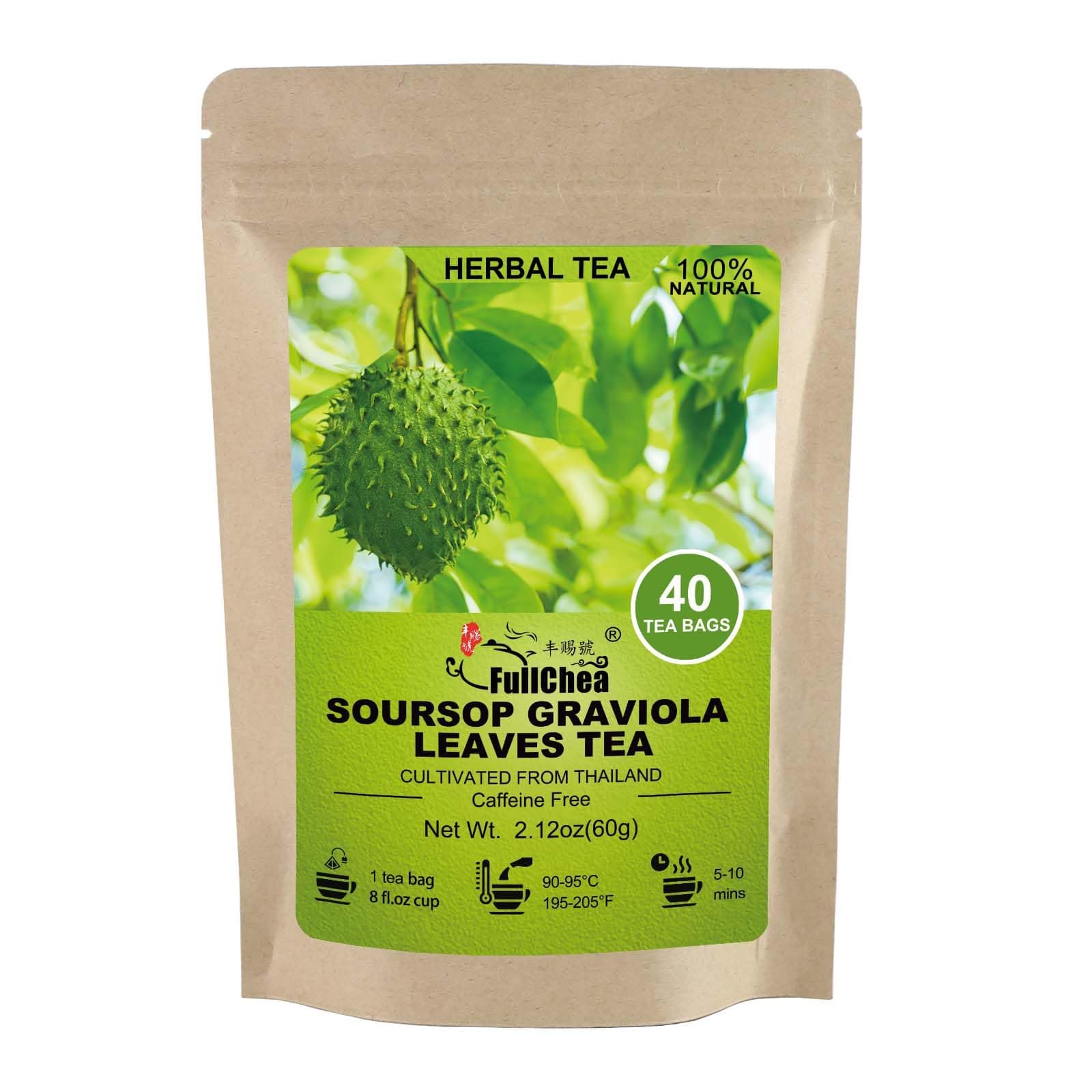 Soursop Leaves Tea Bags, 40 Teabags - Premium Soursop Graviola Leaves - Hojas De Guanabana Tea - Non-GMO - Caffeine-free - Improve Digestion, Support Healthy Skin & Sleep