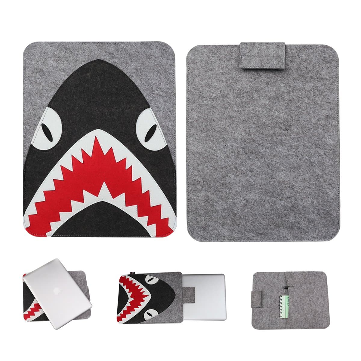 Laptop MacBook Sleeve Bag Cover Protective Carrying Case for MacBook Air MacBook Pro 13/15 Inch iPad Mini iPad Pro (15", Shark)