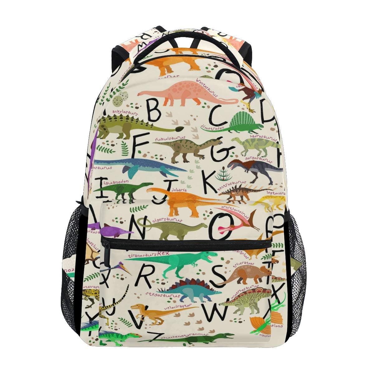 AUUXVAAlphabet Dinosaur Backpack for School Kids Girls Boys Education Letter Bookbag Laptop Backpack 14 Inch Travel Daypack Student Computer Bag for Women Teen Girls College Work