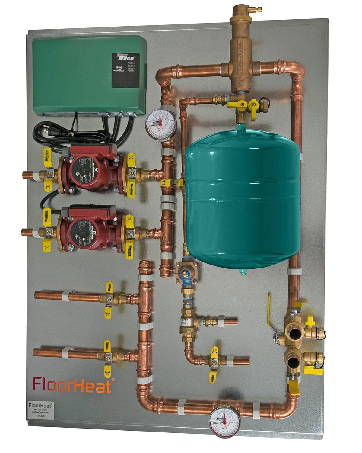 Hydronic Radiant Heat Control Panel - 2 Zone | Pre-Assembled Heating Distribution System for Underfloor, Home & Space Heating | High-Efficiency & Easy Install
