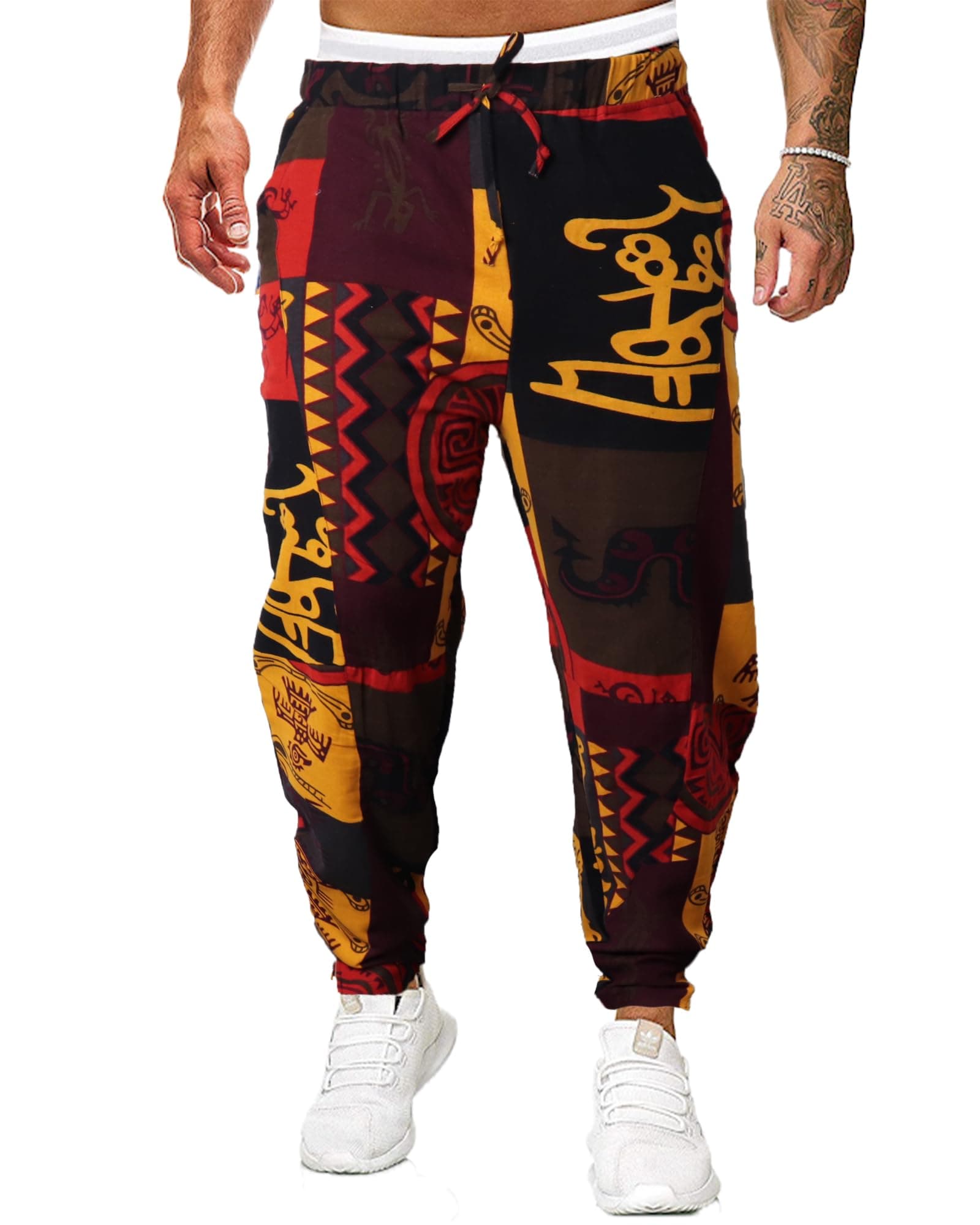 YAOBAOLE Men Hippie Trousers Men Linen Trousers 3D Printed Joggers Yoga Tracksuit Bottoms