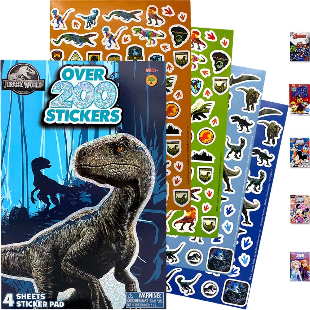 Jurassic World The Wild Sticker Book Over 200+ - Perfect for Gifts, Party Favor, Goodies, Reward, Scrapbooking, Stocking Stuffer, Children Craft, Classroom, School for Kids Girls, Boys, Toddlers