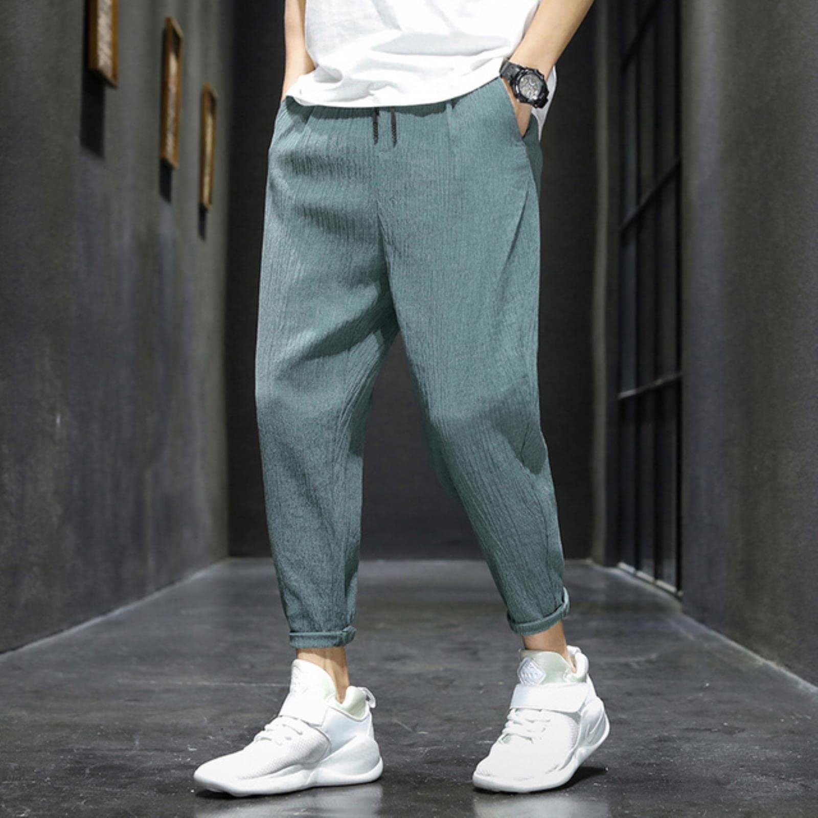 Yujun Solid Color Men Harem Pants Japanese Streetwear Men Casual Loose Pants Fashion Male Joggers Pants Trousers 3XL