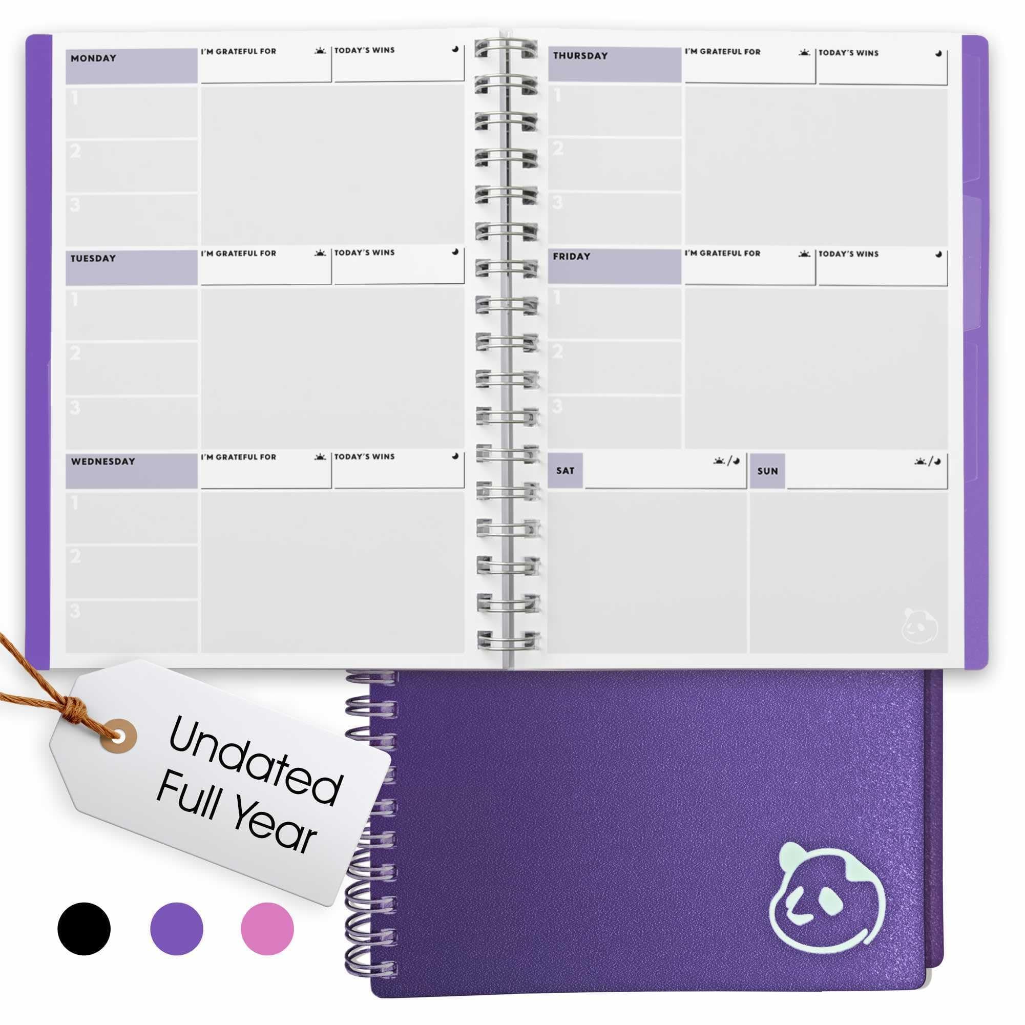2026 Undated Weekly Planner – Spiral Notebook 5.75" x 8.25" with 52 Weeks, Habit Tracker & Weekly To-Do Lists – Academic Planner & Productivity Organizer for Home, Office & School (Purple)