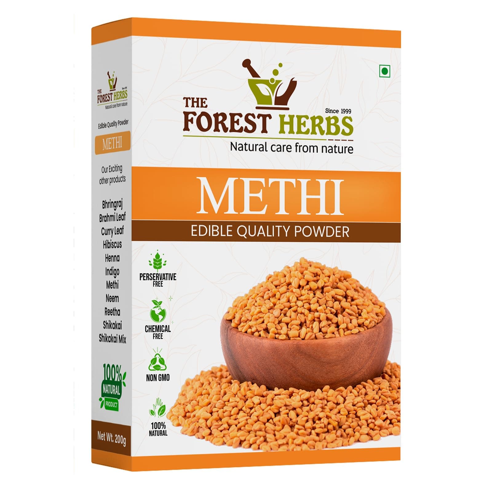 THE FOREST HERBS Natural care from nature 100% Organic Fenugreek Methi Powder For Hair - 100 Grams