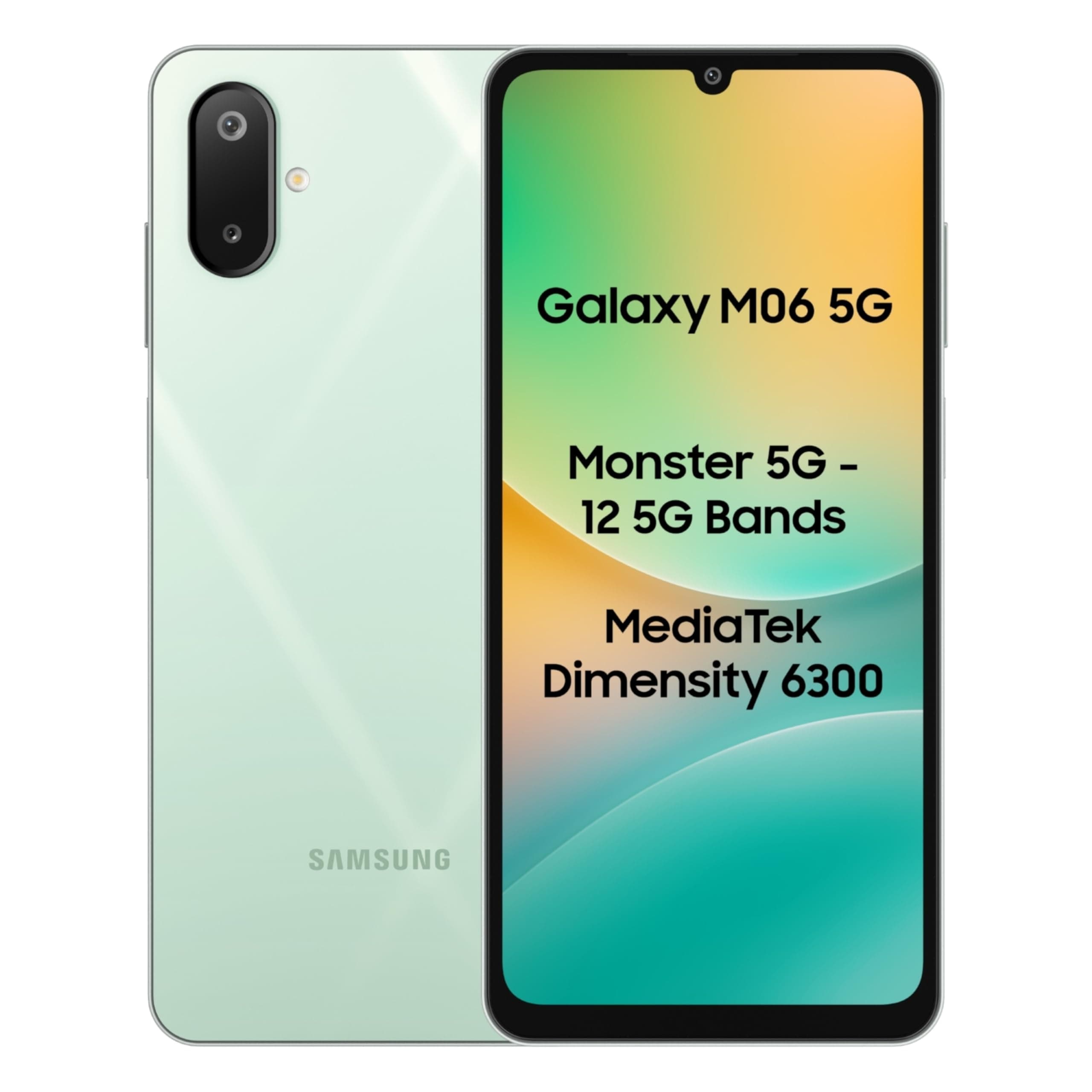 Galaxy M06 5G Mobile (Sage Green, 6GB RAM, 128GB Storage) | MediaTek Dimensity 6300 | AnTuTu 623K+ | 12 5G Bands | 25W Fast Charging | 4 Gen OS Upgrades | 50MP Camera | Without Charger
