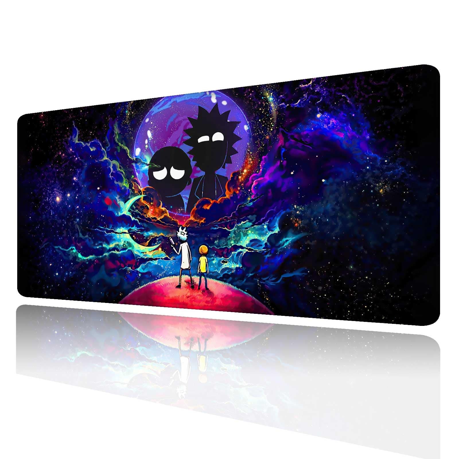 Large Gaming Mouse Pad Anime Night Sky Space Stars Custom Desk Pad,Mousepad with Non-Slip Rubber Base and Stitched Edges Mouse Mat,Portable Desk Mat for Office,Computer Work,Game,31.5X15.7