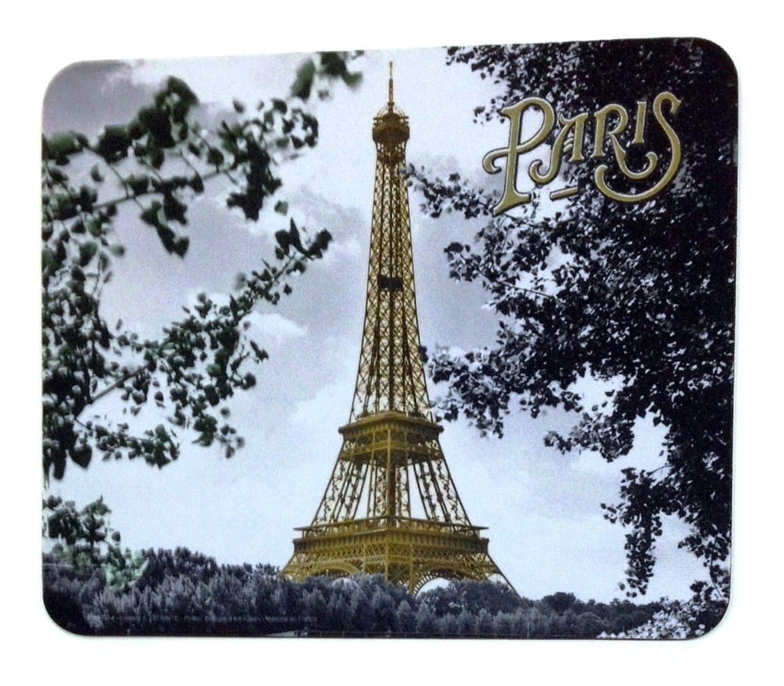 Mousepad - Photograph of Eiffel Tower Through Trees & "Paris" Design