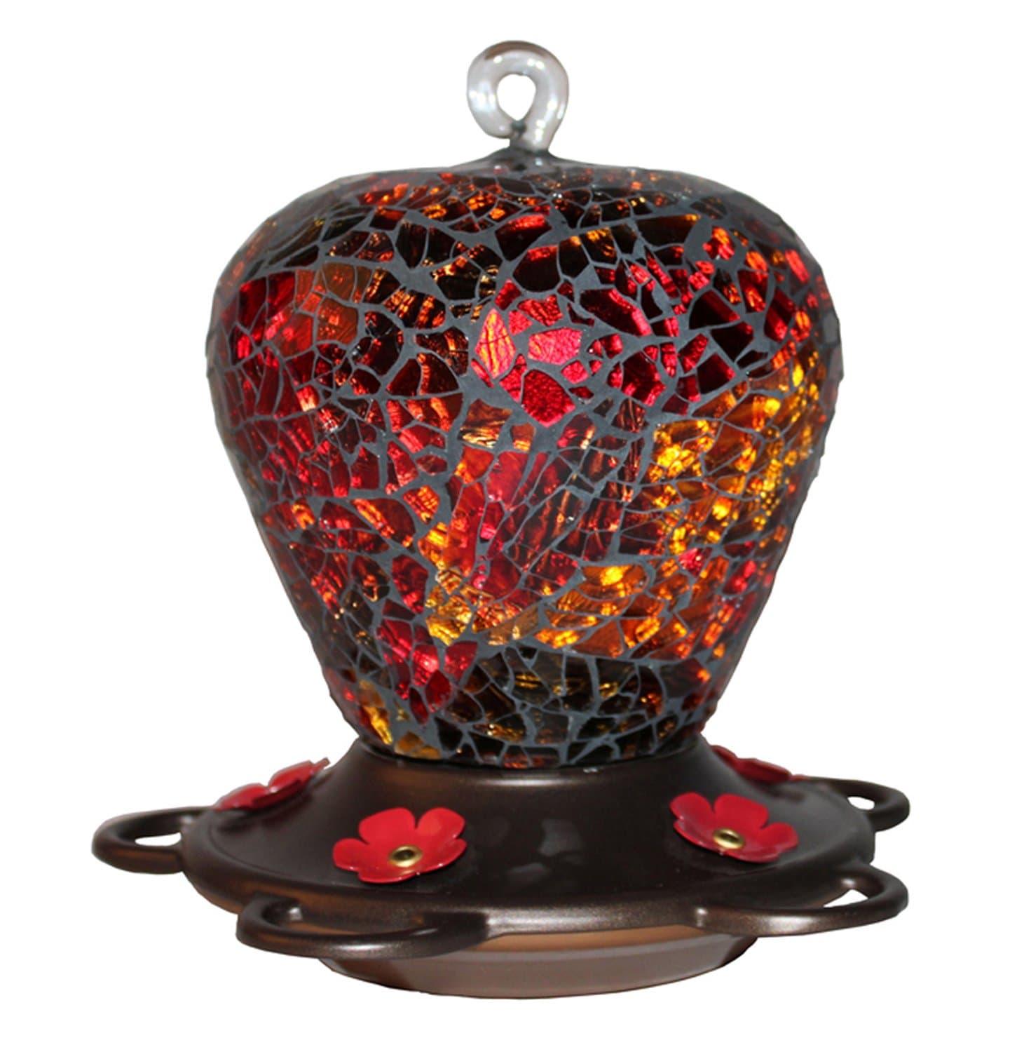Bird Splendor U05030007 Classic Brands Glitz Decorative Glass Humming Bird Feeder, 16 Fluid Ounce, Red Mosaic