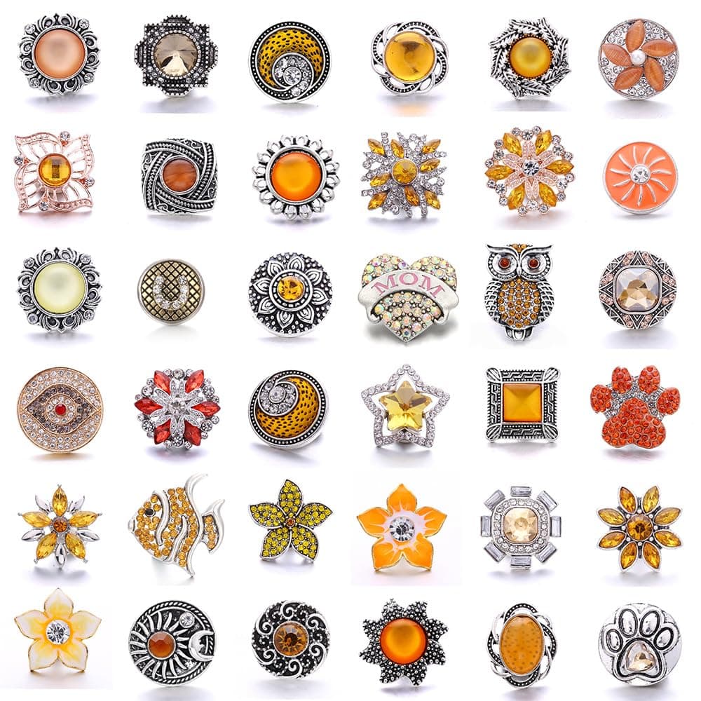 DUNSBY Buttons 5pcs/lot Wholesale Snap Jewelry Yellow Rhinestone 18mm Snap Buttons for Snap Bracelet Bangle Ginger Bracelet Jewelry (Color : Light blue, Size : HH5-OR)